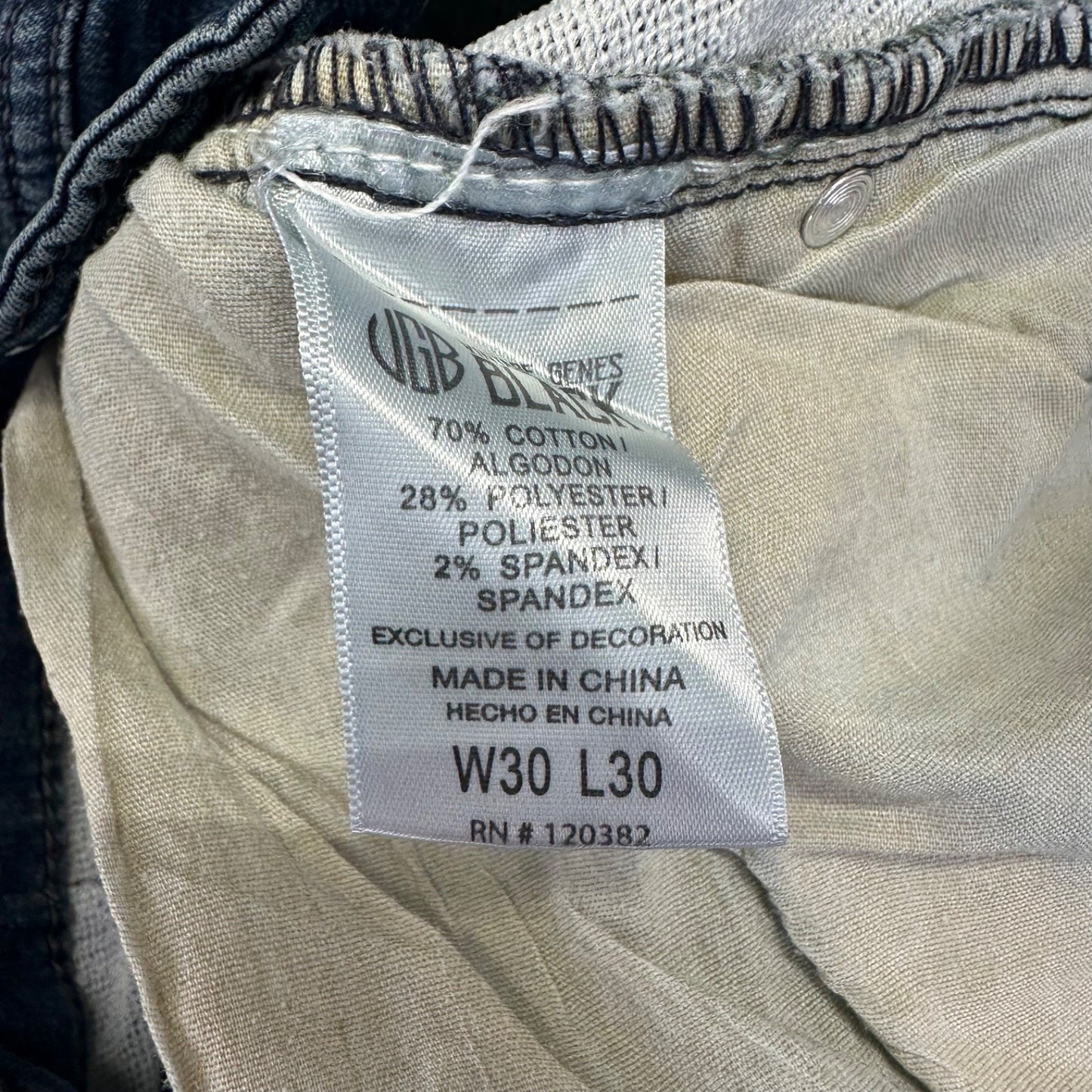 Vintage Genes Black Men's Slim Fit Jeans 30 Blue Medium Wash Denim