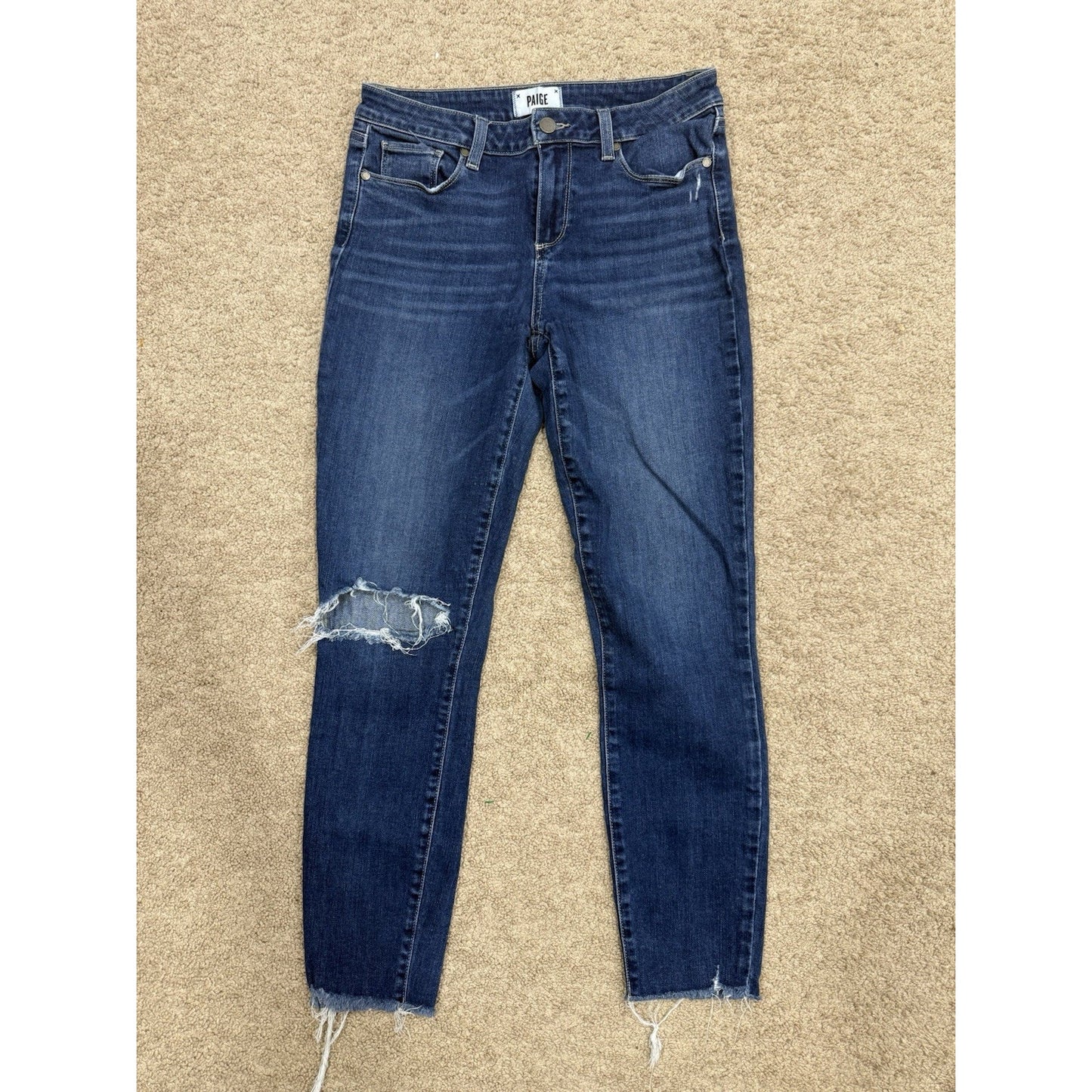 Paige Jeans Blue Denim Verdugo Ankle Skinny Dark Wash Stretch Modern Womens 29