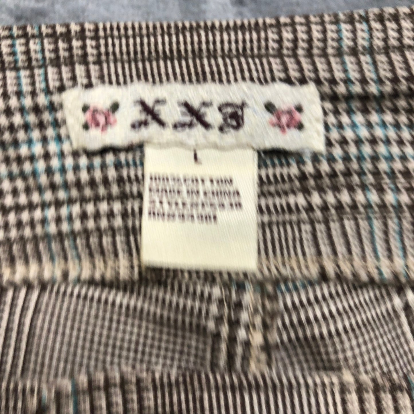 Forever 21 Plaid Bootcut Chino Pants Women's Size L Brown