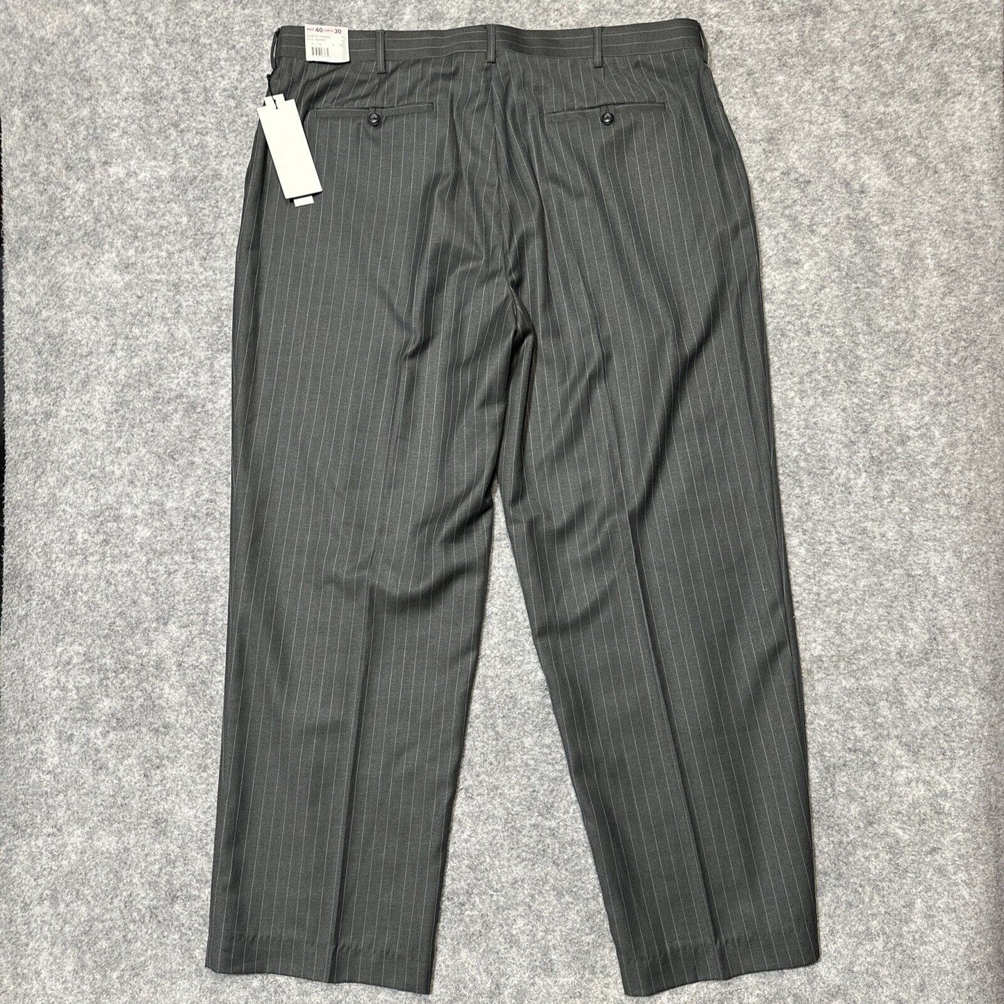 New Perry Ellis Portfolio Men's Dress Formal Trousers 40x30 Gray Striped Pants