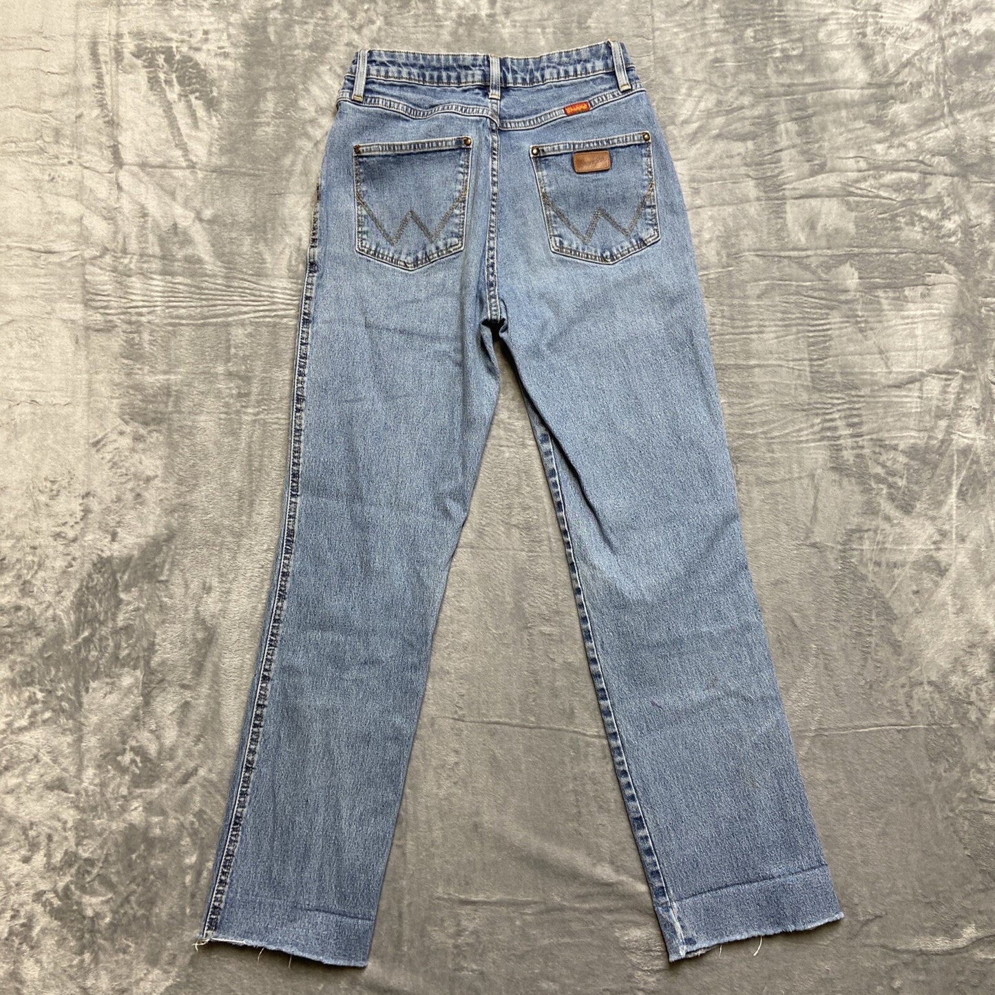 Vintage Wrangler Distressed Bootcut Jeans Boys Size 24x28 Blue Denim