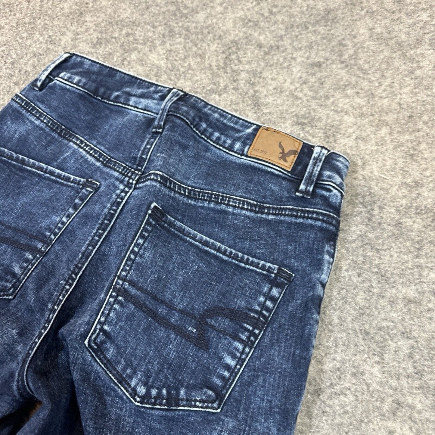 American Eagle Super Stretch Sky High Jegging Women's 2R Dark Blue Acid Wash