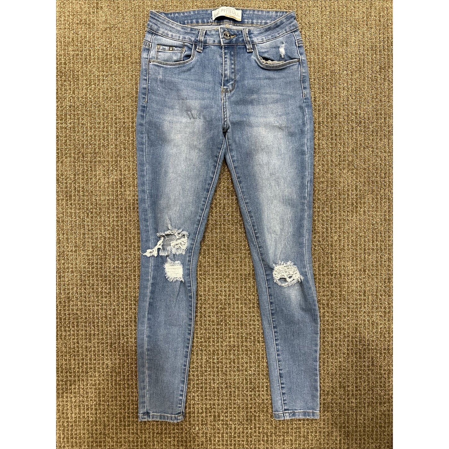 Pit Bull Premium Women’s Size 5/6 Skinny Distressed Blue Denim Jeans 28" inseam