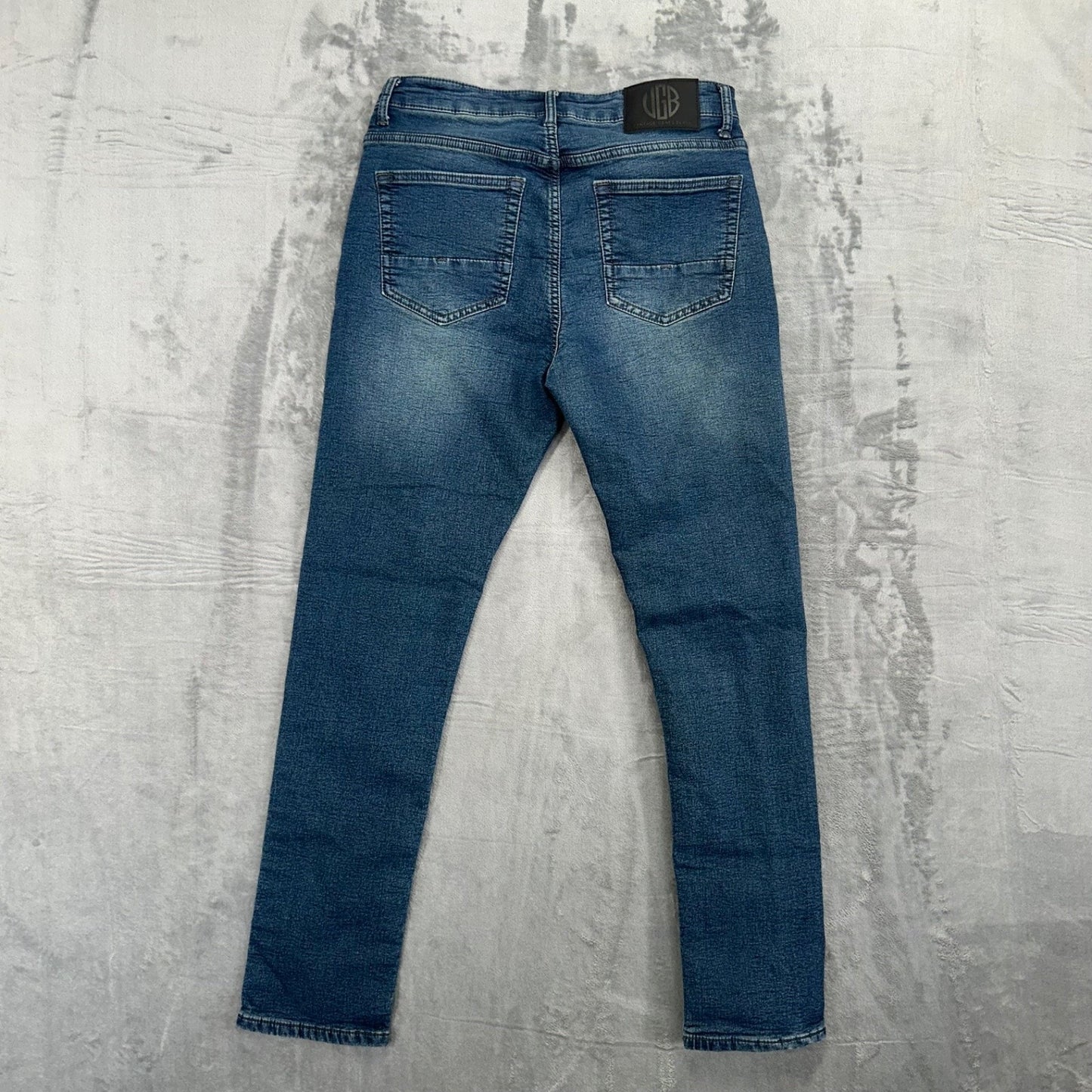 Vintage Genes Black Men's Slim Fit Jeans 30 Blue Medium Wash Denim