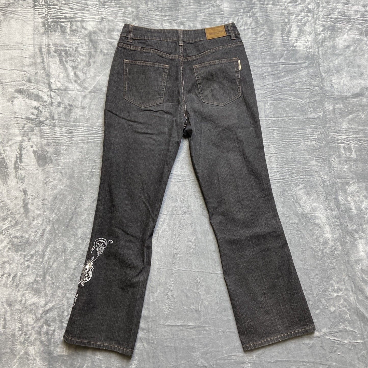 Coldwater Creek Embroidered Bootcut Jeans Women’s Size 30 Black Denim