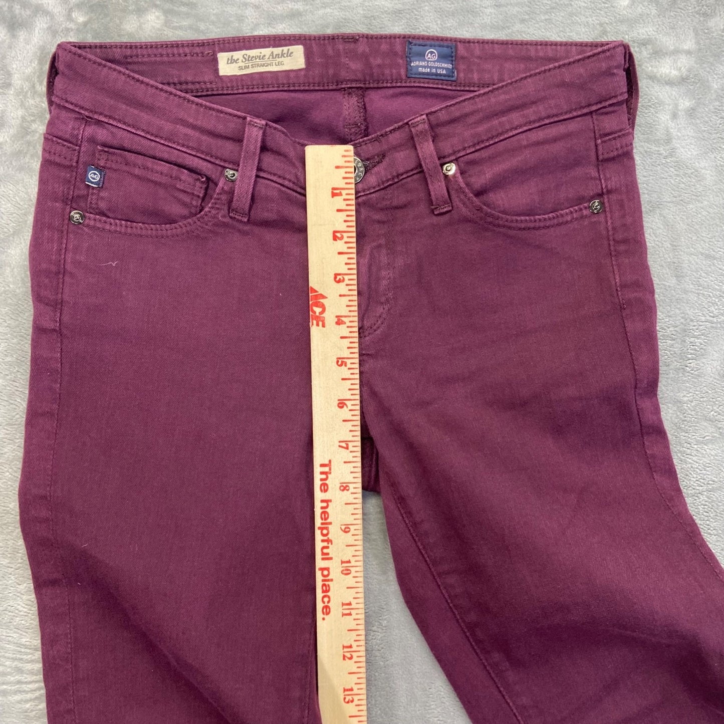 AG Adriano Goldschmied Women's Stevie Ankle Slim Straight Jeans 24R Maroon Red