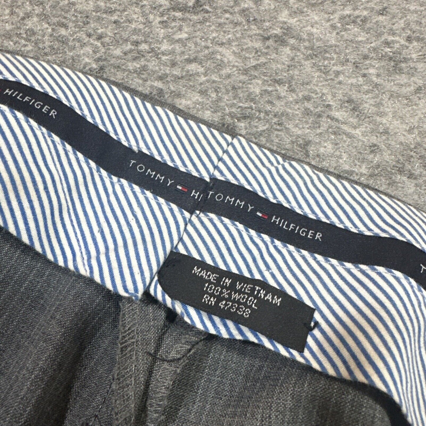 Tommy Hilfiger Wool Dress Pants Men's Size 40x32 Gray Striped Pants Formal