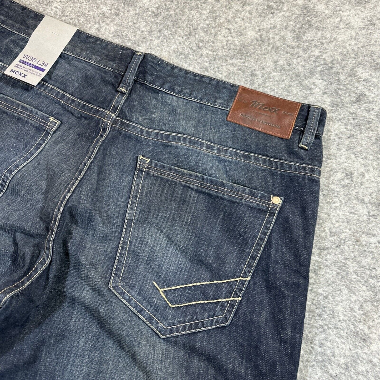 New Mexx Regular Straight Leg Jeans Men's Size 36x34 Dark Blue Denim