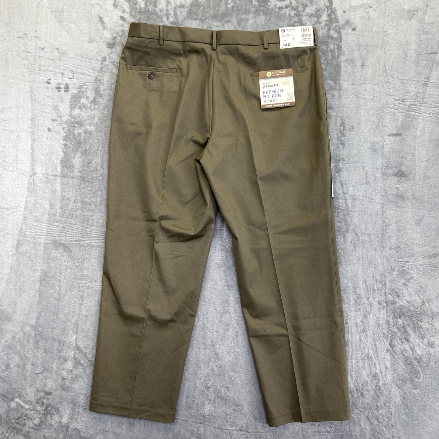 New Haggar Classic Fit Premium No Iron Khaki Dress Pants Men's Size 40x29 Brown