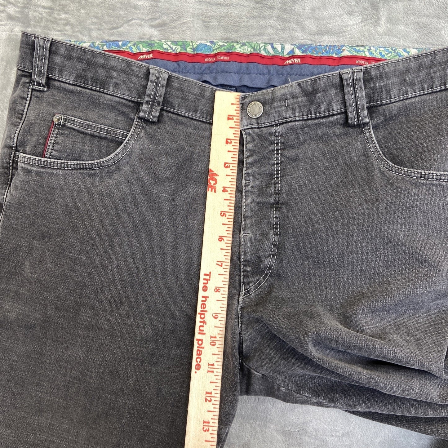 New Meyer Modern Comfort Straight Jeans Men's Size 36x29 Dark Gray Denim