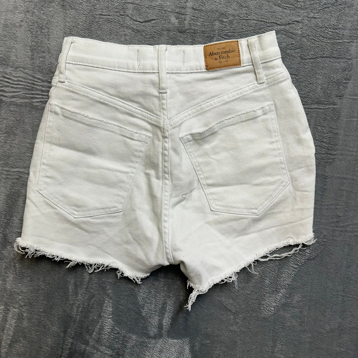 Abercrombie & Fitch Curve Love High Rise Cut Off Jean Shorts Women's 26 White