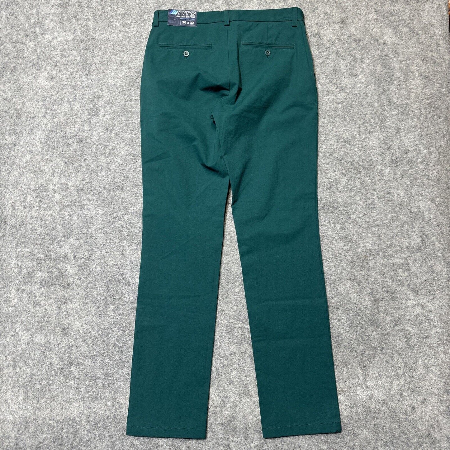 New Vineyard Vines OTG On The Go Pant Men's Size 30x32 Dark Green Chinos