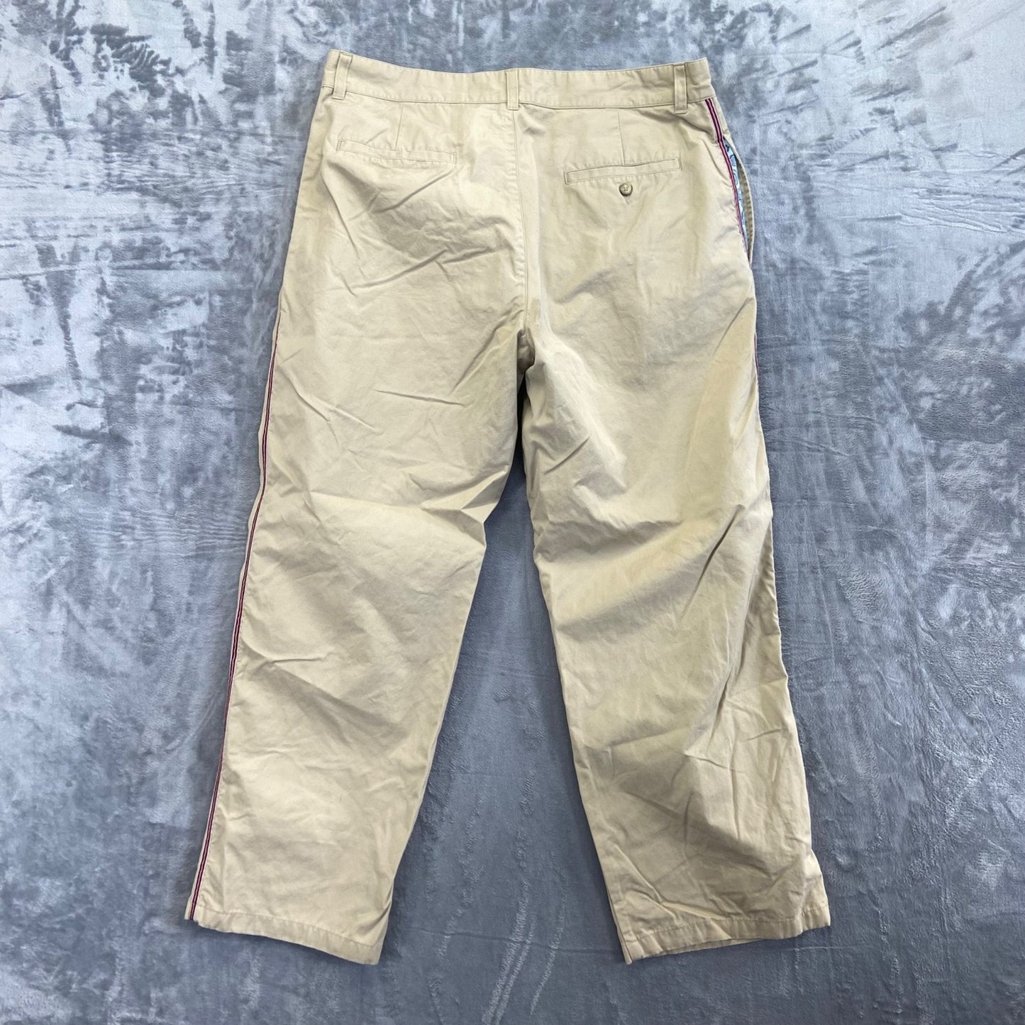 Robert Graham Men's Straight Chino Pants Size 38 Beige Side Stripe