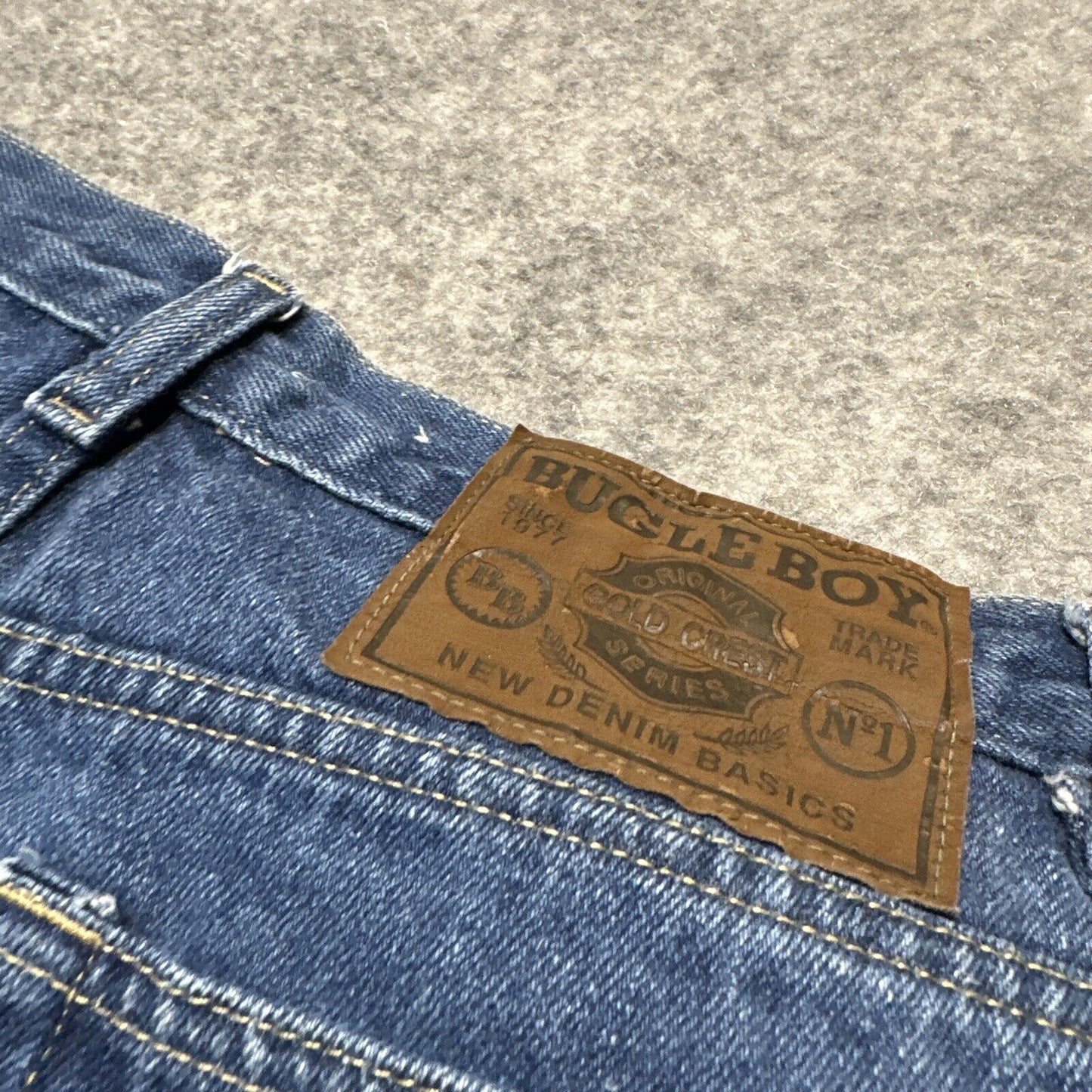 Vintage Bugle Boy Men's Paint Splatter Straight Jeans Size 34S Blue Denim