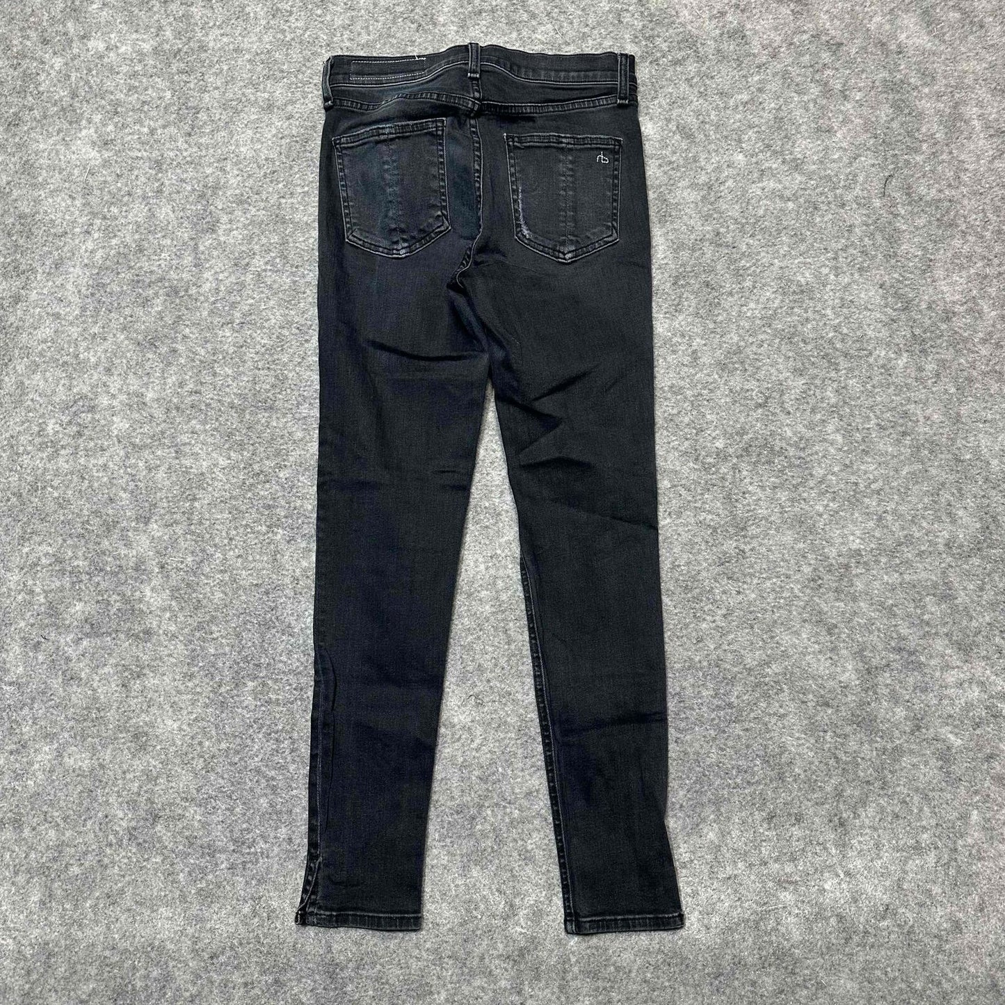 Rag & Bone Women's Distressed Skinny Fit Ankle Jeans Sz 26 Black Dark Wash Denim