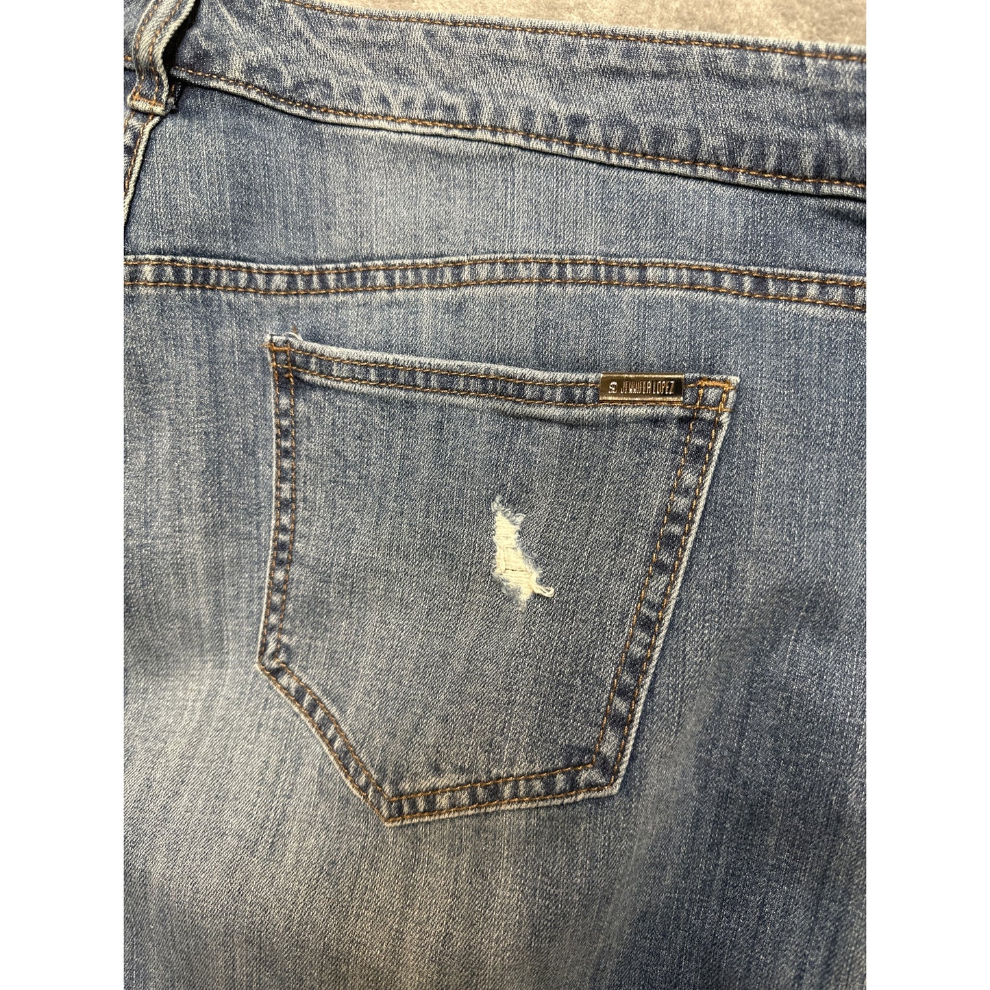 Jennifer Lopez Distressed Boyfriend Jeans Women's Size 20W Blue Denim