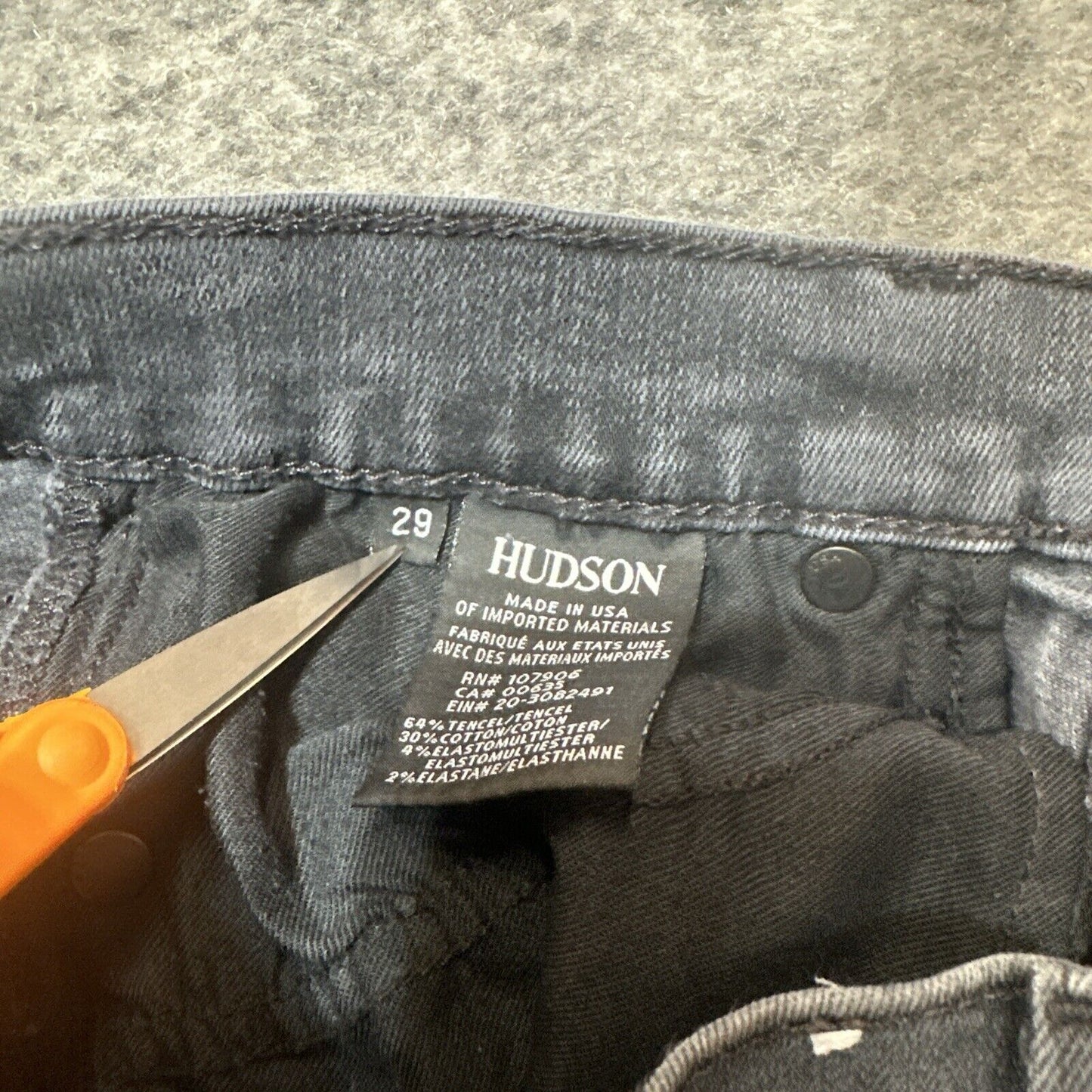 Hudson Nico Mid Rise Ankle SPR Skinny Women's Jeans Size 29 Black Distressed