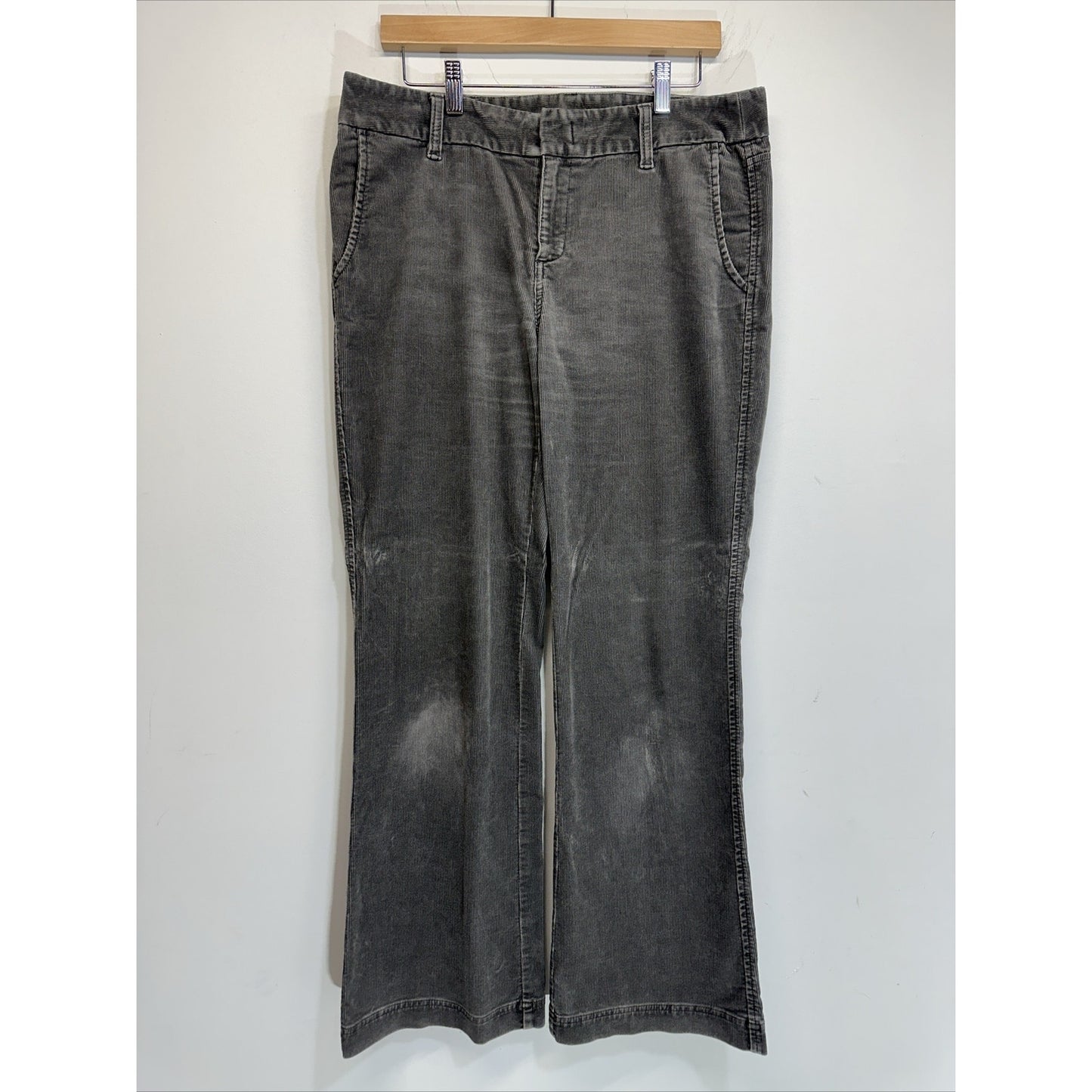 Eddie Bauer Pants Women's Size 10 Gray Corduroy Flare Stretch Dark Casual