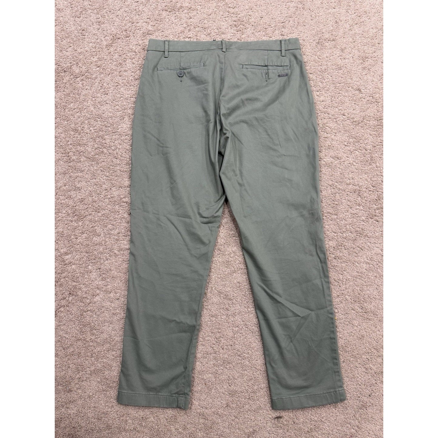 Dkny Men's Green Pants Slim Straight Fit Stretch Trouser Pants Size 36x30