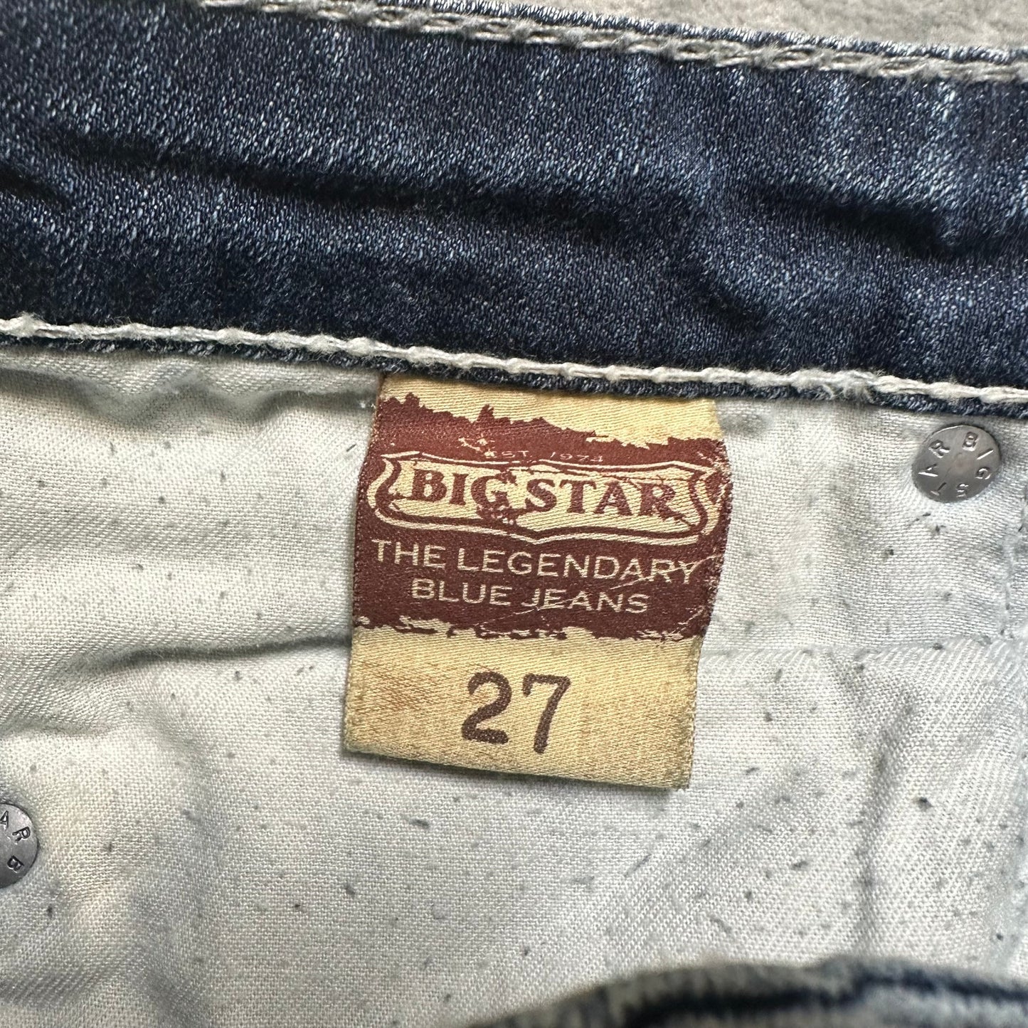 Vintage Big Star Straight Jeans Women's Size 27 Blue Denim *stain in picture*