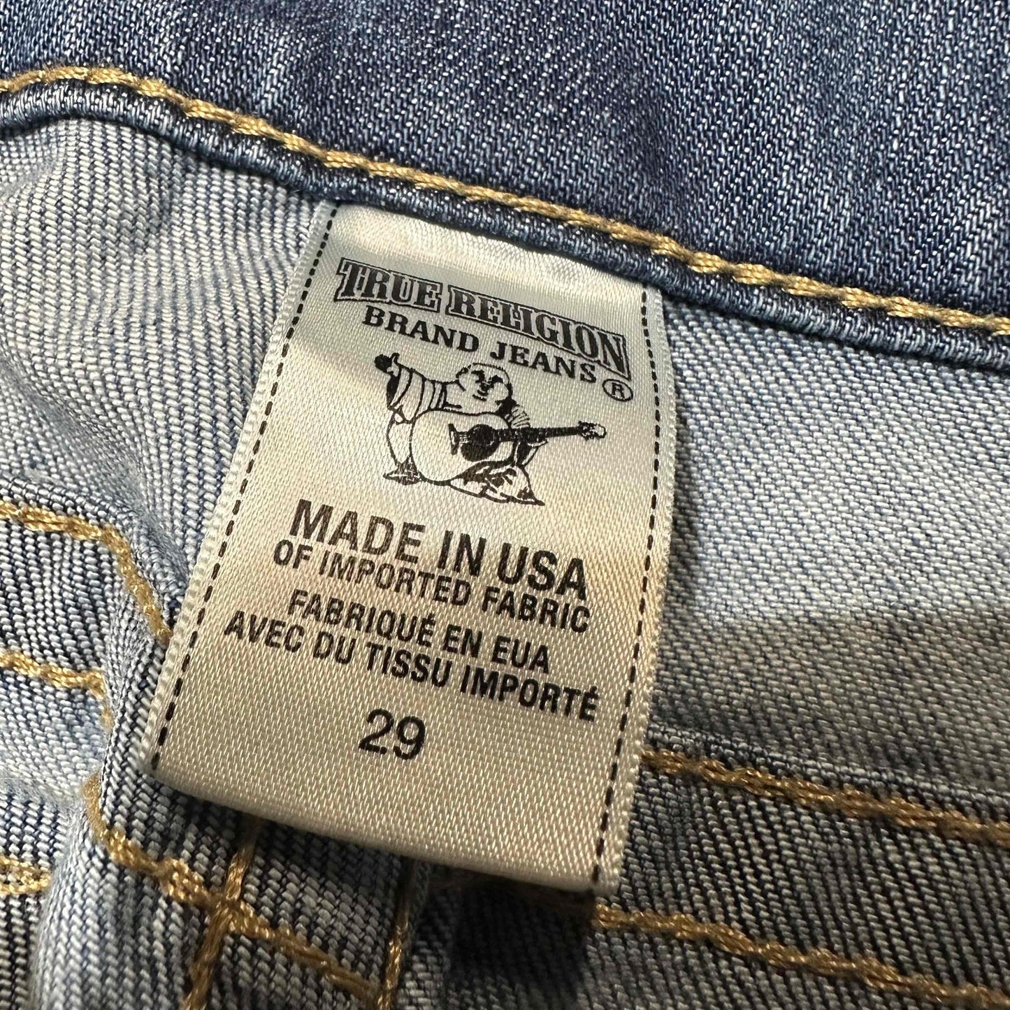 True Religion Men's Distressed Ripped Skinny Jeans Size 29 Blue Medium Wash