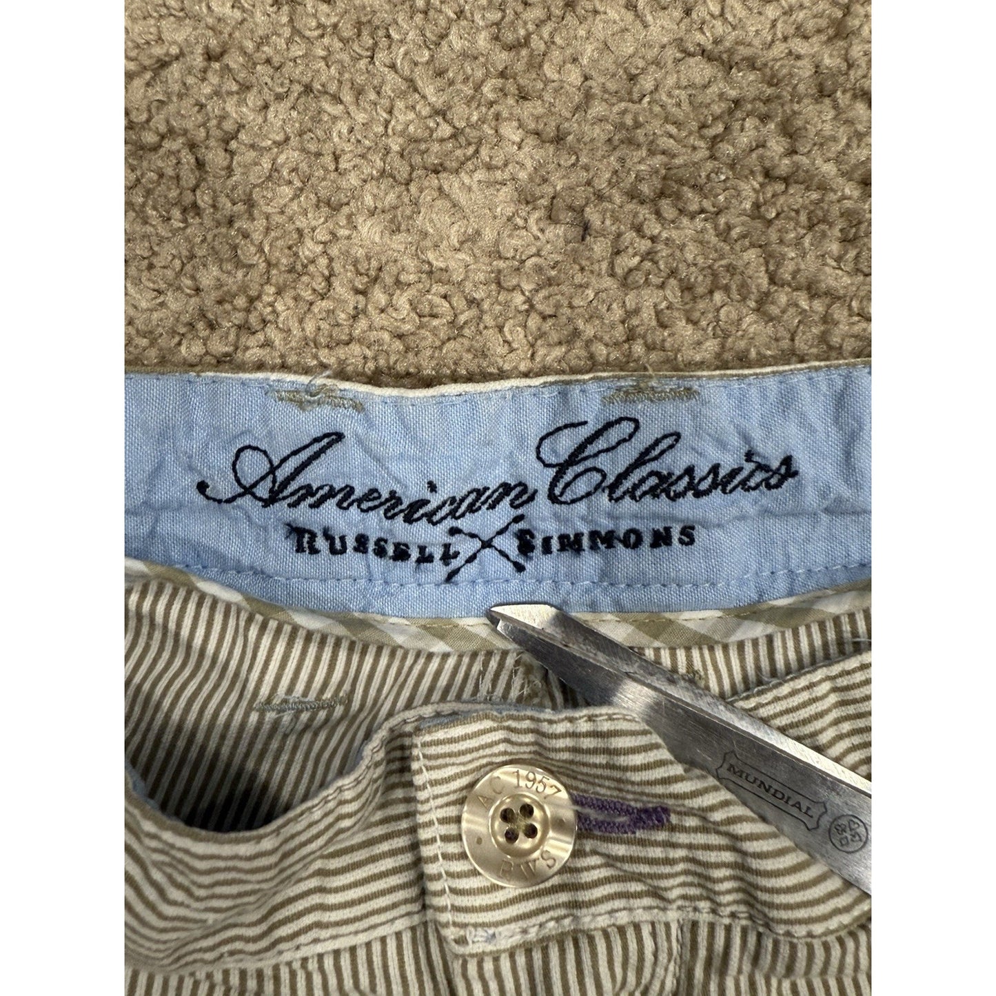 American Classics Russell Simmons Shorts Mens 36 White Striped