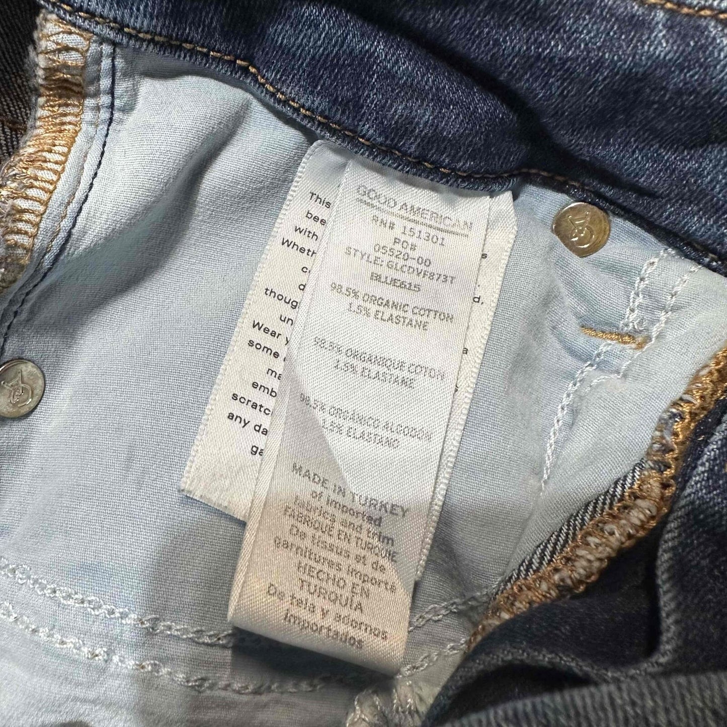 Good American Womens Fit Mid Rise Skinny Jeans Size 0/25 Blue Dark Wash Denim