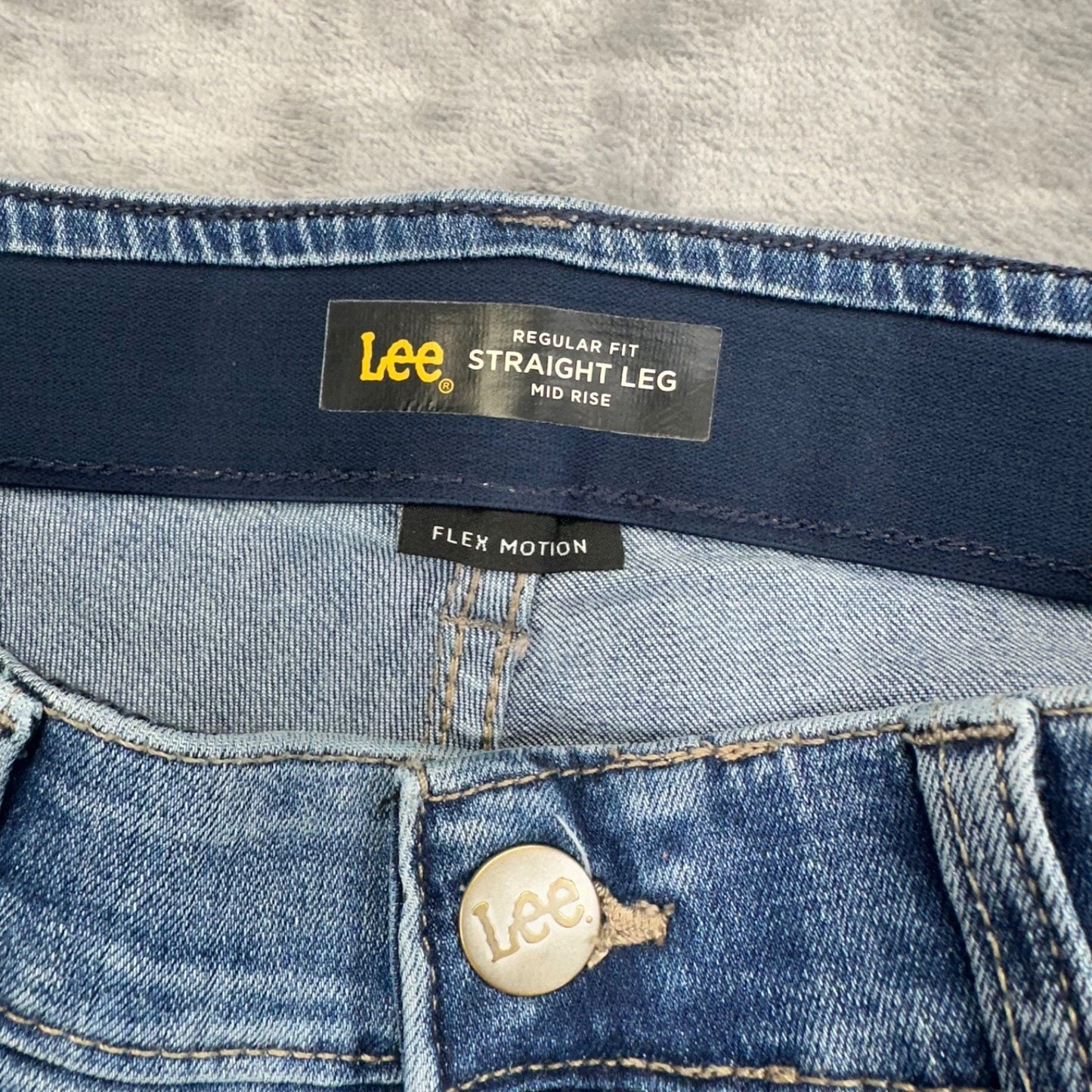 Lee Women's Flex Motion Straight Leg Jeans Size 12 Long Blue Denim