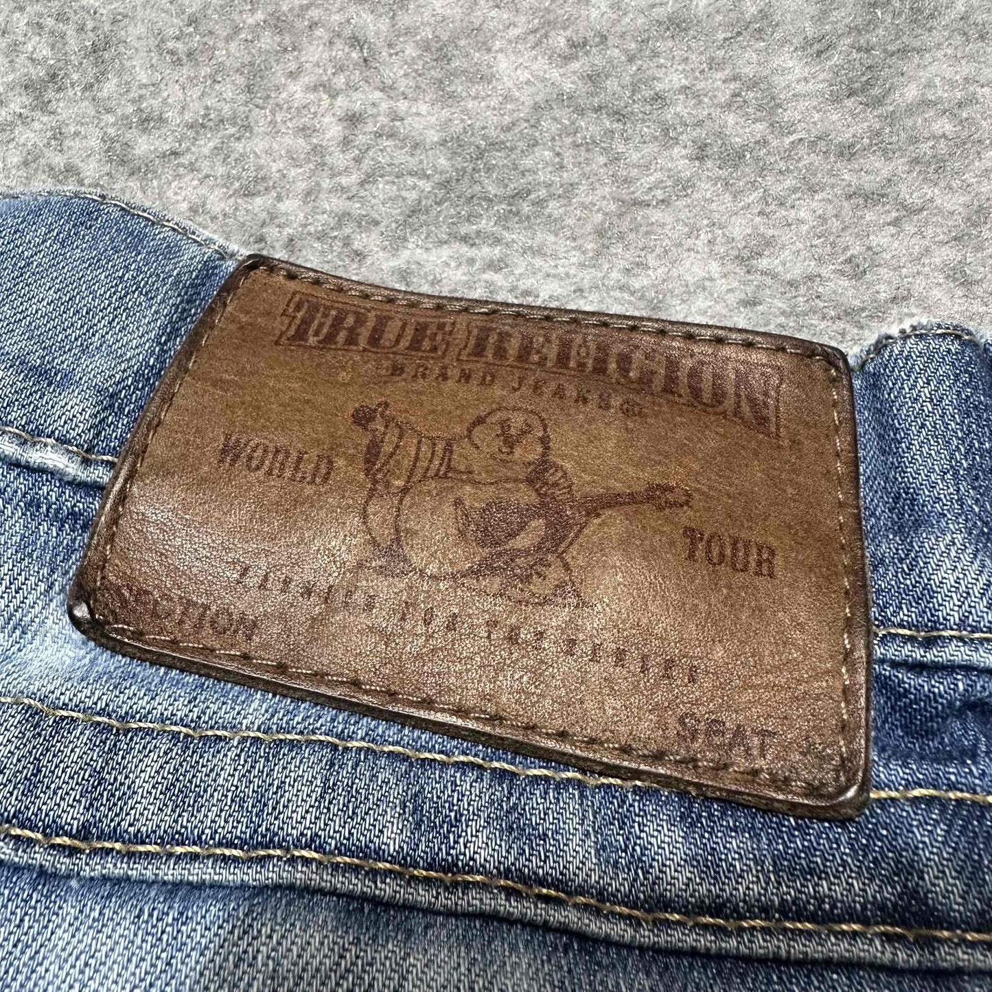 True Religion Men's Distressed Ripped Skinny Jeans Size 29 Blue Medium Wash