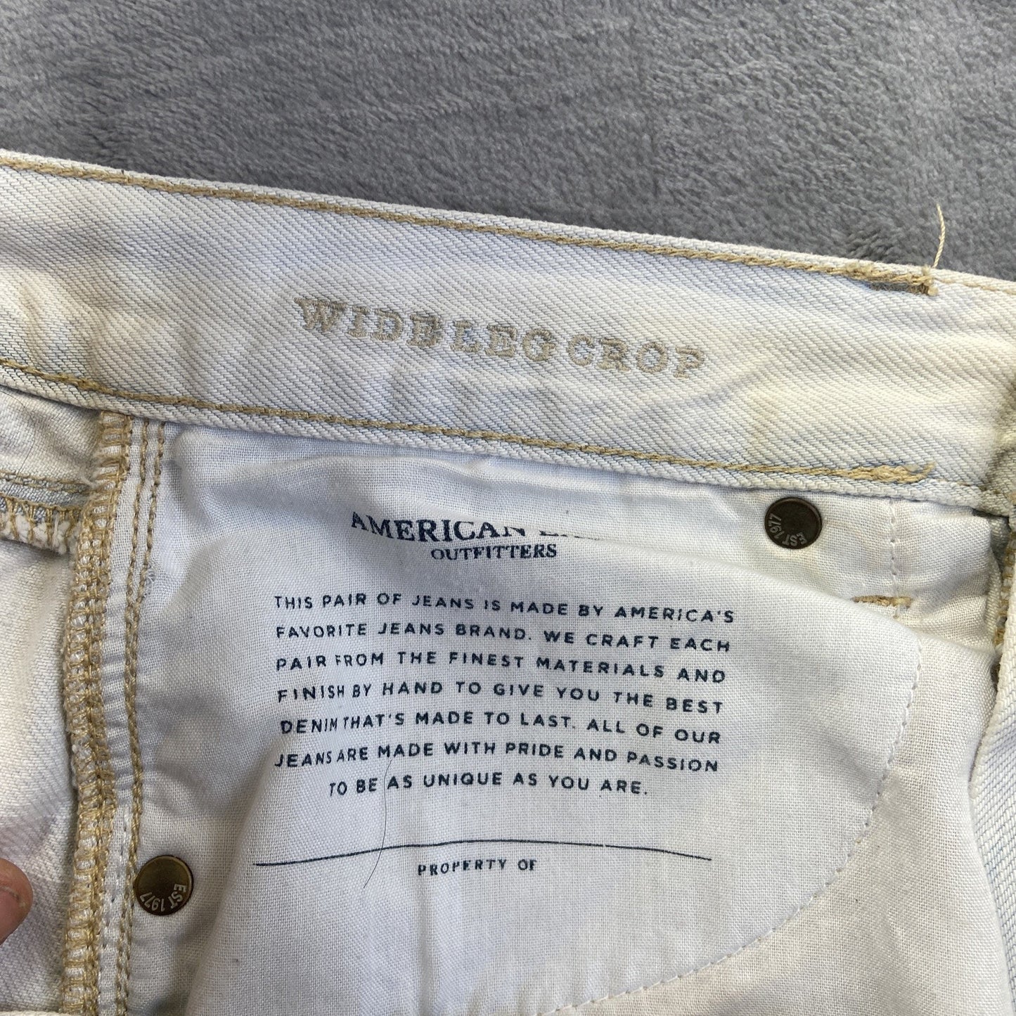 American Eagle Wide Leg Crop Jeans Women's Size 10 R Blue Denim