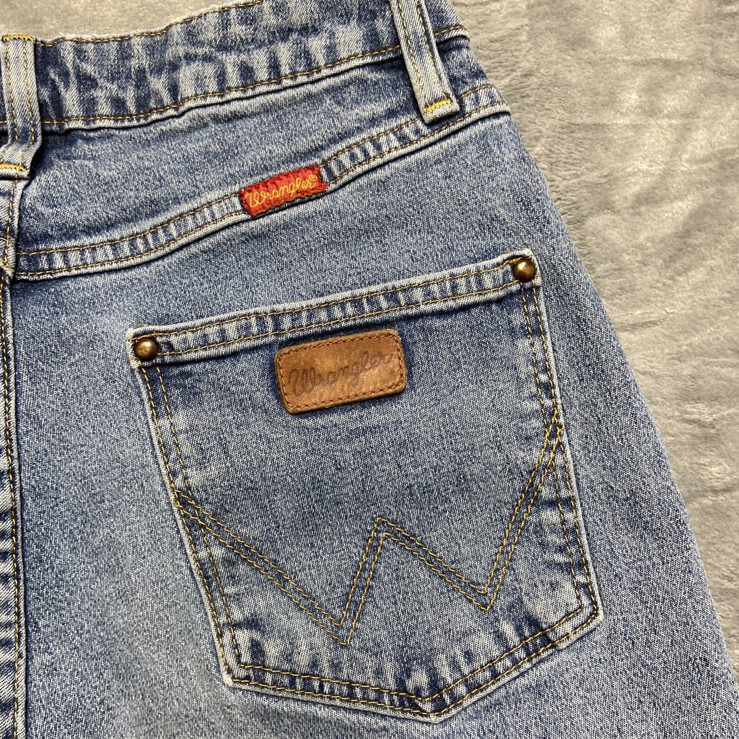 Vintage Wrangler Distressed Bootcut Jeans Boys Size 24x28 Blue Denim
