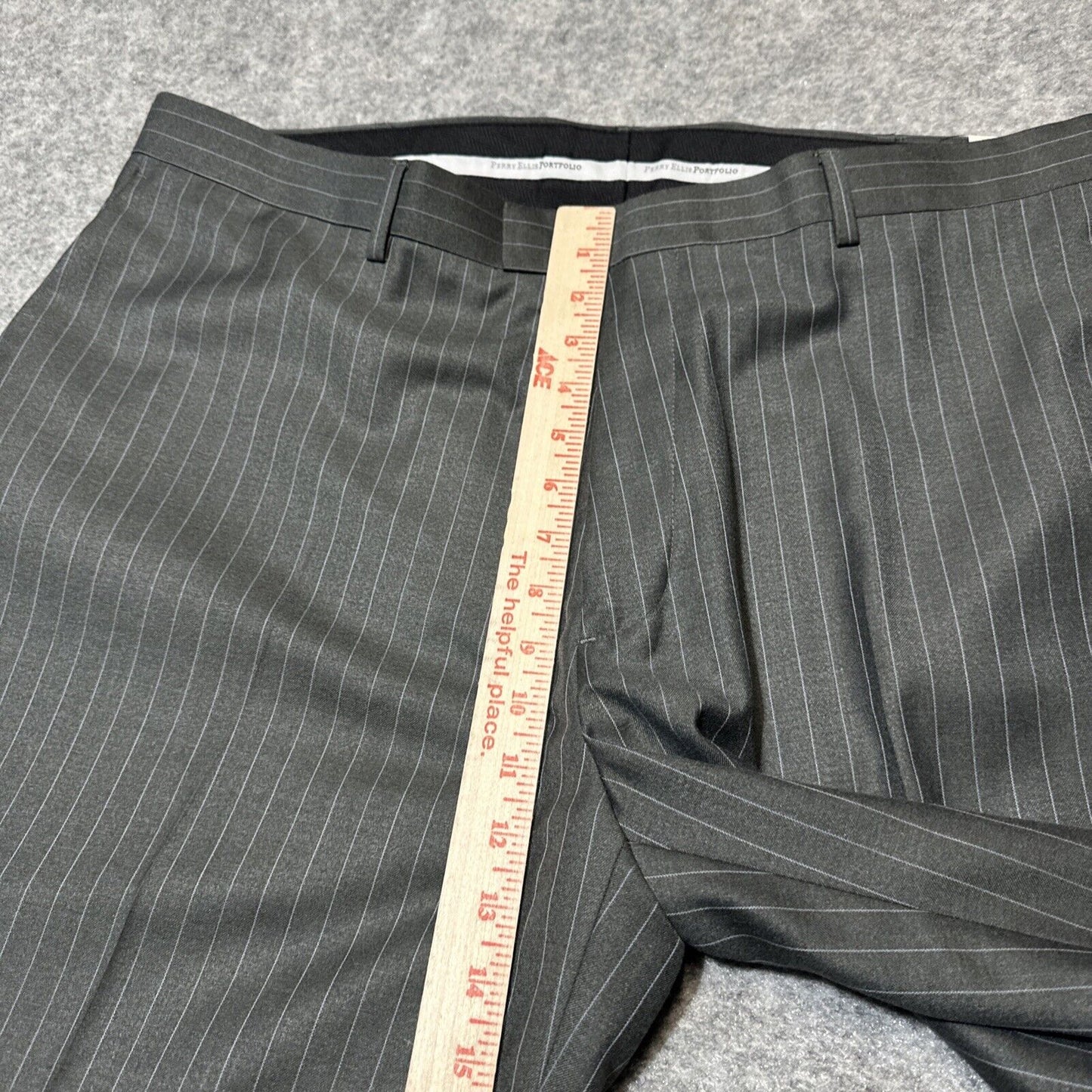 New Perry Ellis Portfolio Men's Dress Formal Trousers 40x30 Gray Striped Pants