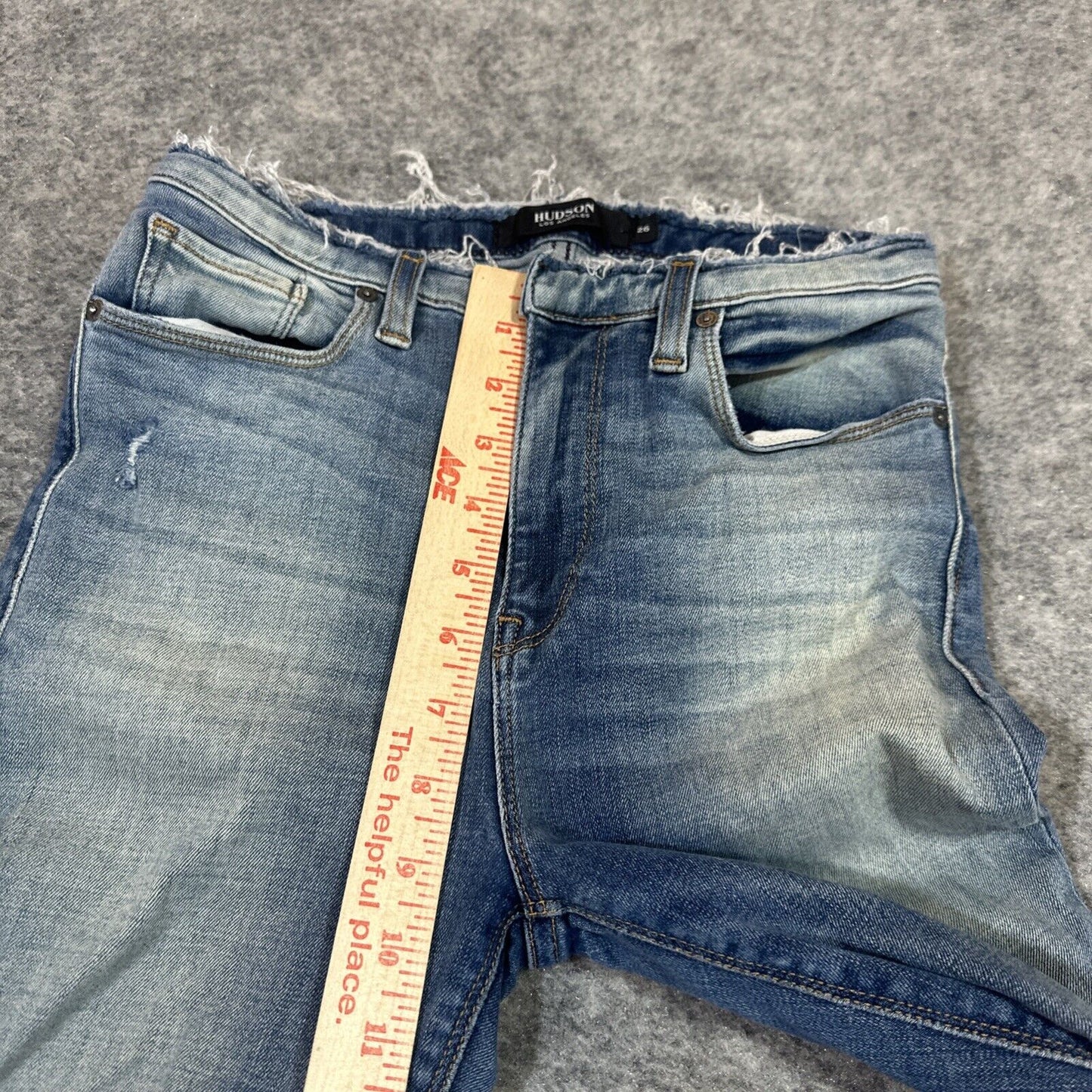 Hudson Barbara Super Skinny Distressed Frayed Waist Jeans Womens 26 Blue Denim