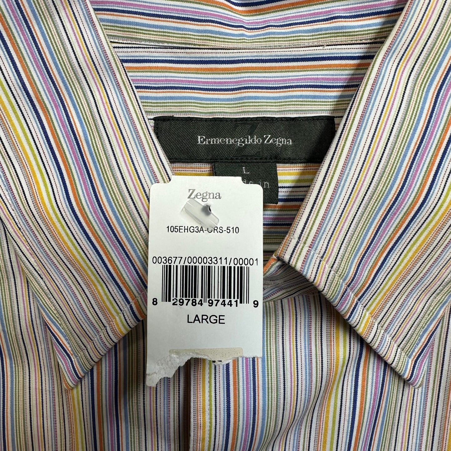 New Ermenegildo Zegna Striped Dress Shirt Men's Size L Multicolor