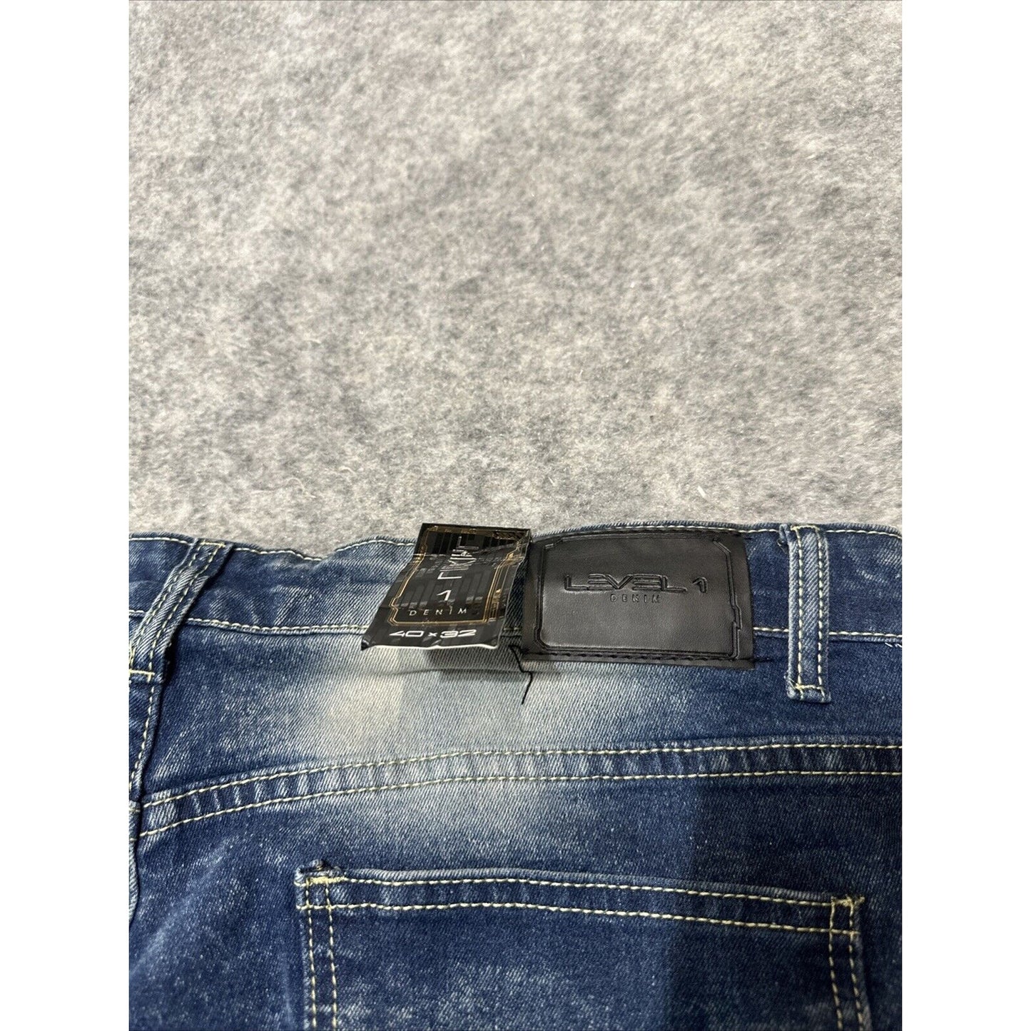 New Level 1 Denim Men's Slim Straight Jeans Sz 40x32 Blue Hip Streetwear Grunge