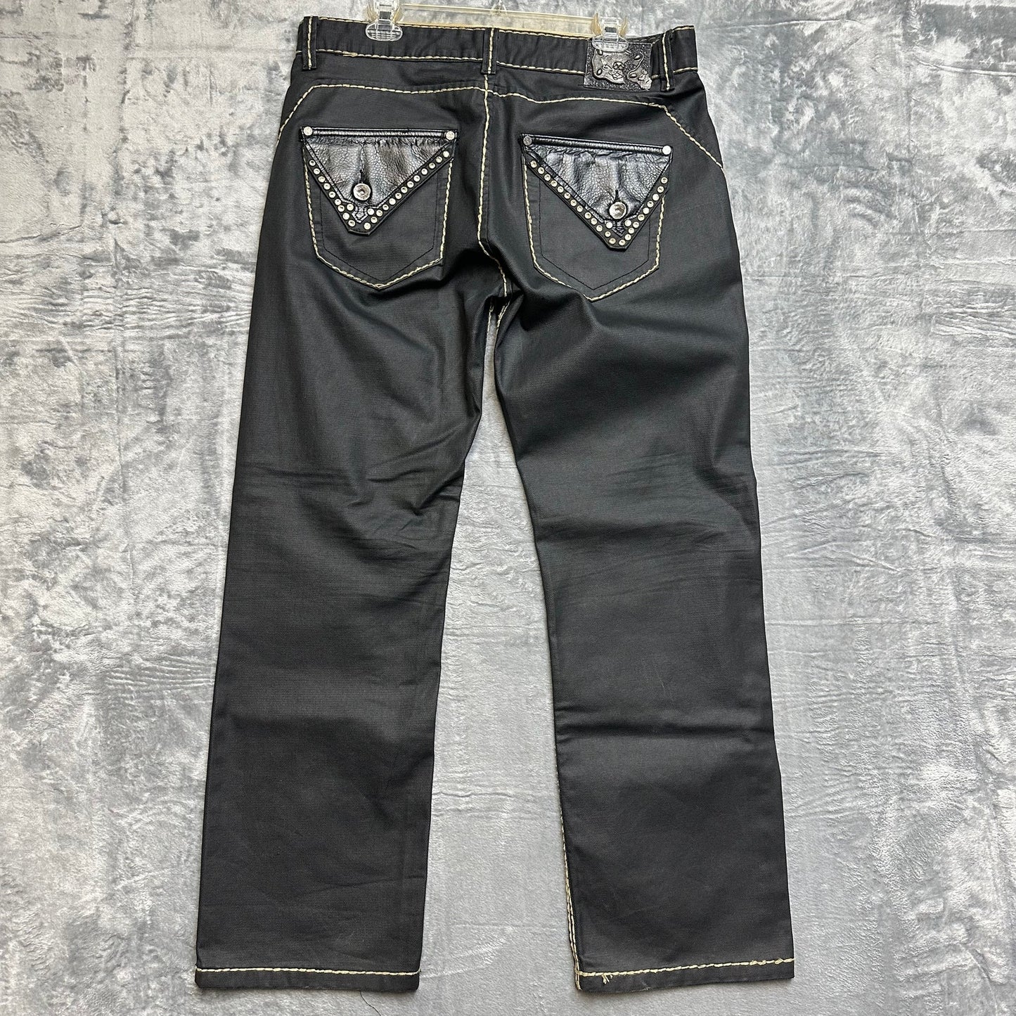 LOG Leather Relaxed Jeans Men's Size 36 Black Denim