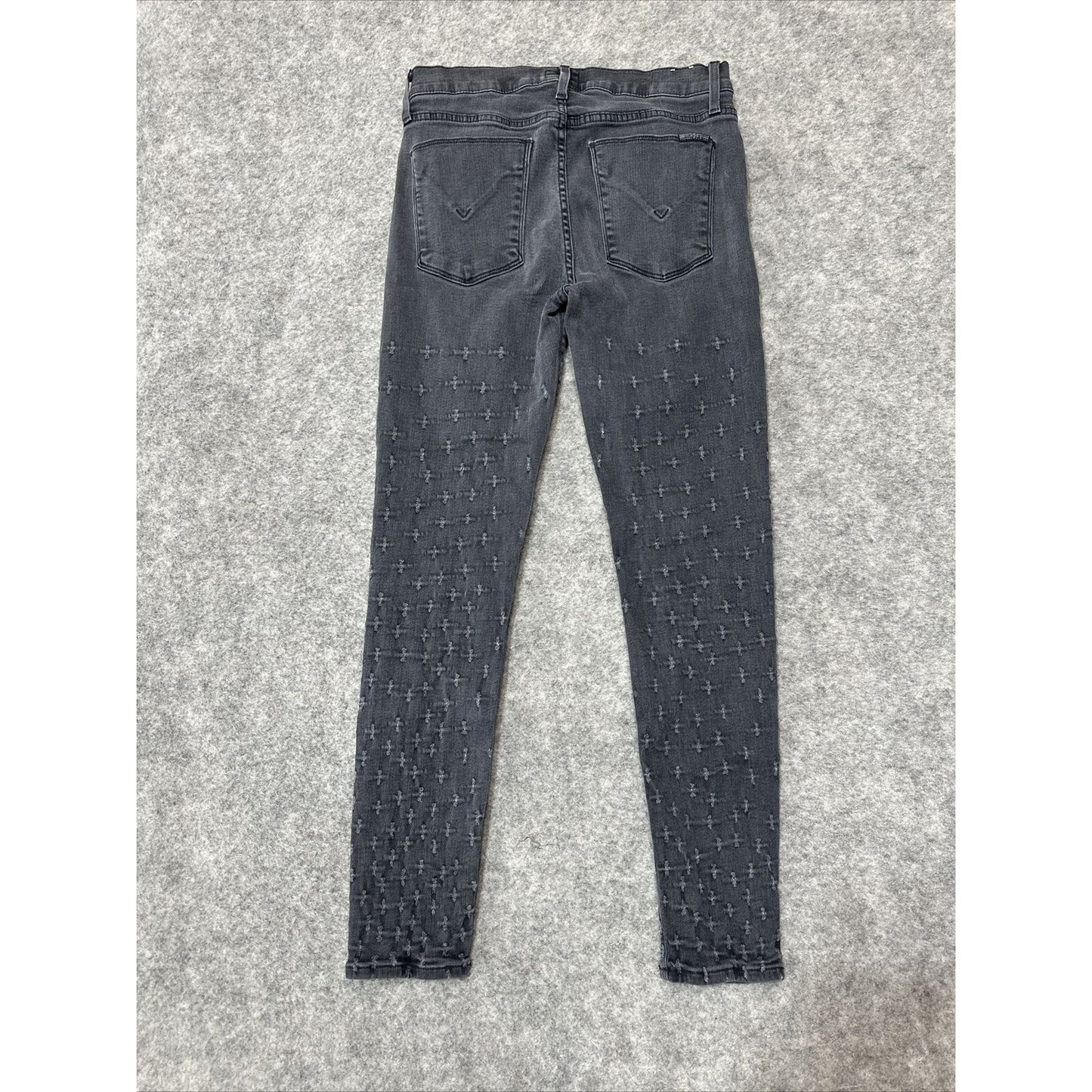 Hudson Nico Mid Rise Ankle SPR Skinny Women's Jeans Size 29 Black Distressed