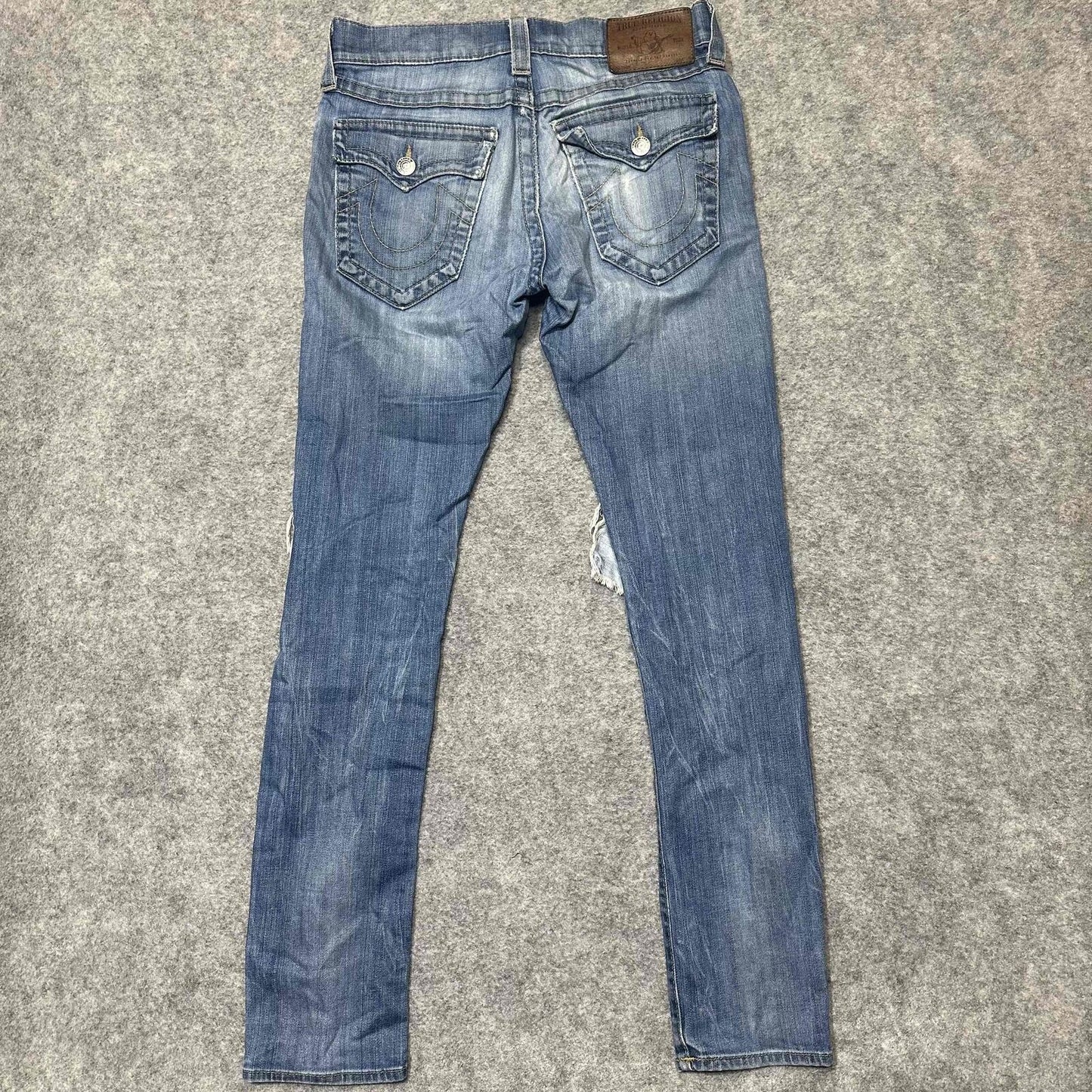 True Religion Men's Distressed Ripped Skinny Jeans Size 29 Blue Medium Wash