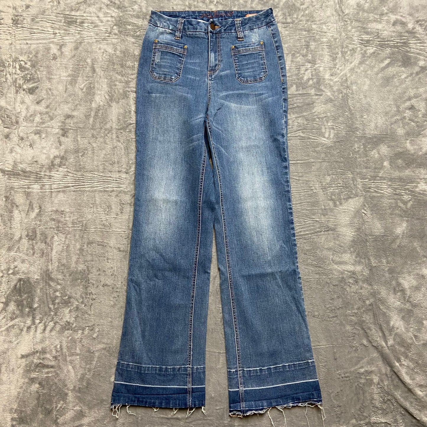Jag Jeans High Rise Flare Jeans Women's Size 8 Blue Denim Medium Wash Distressed
