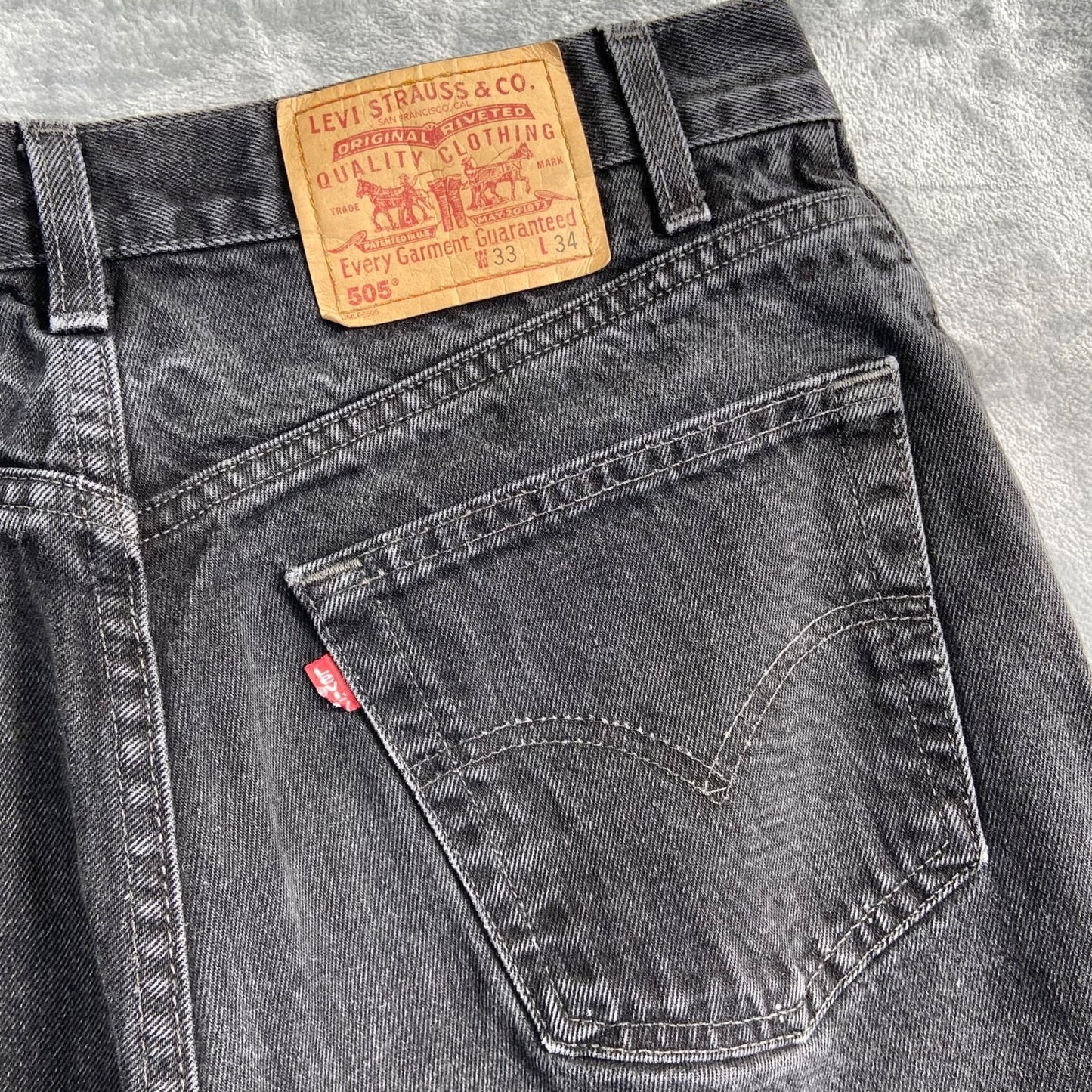 Levi's 505 Regular Fit Straight Leg Men's Jeans 33x34 Black Denim