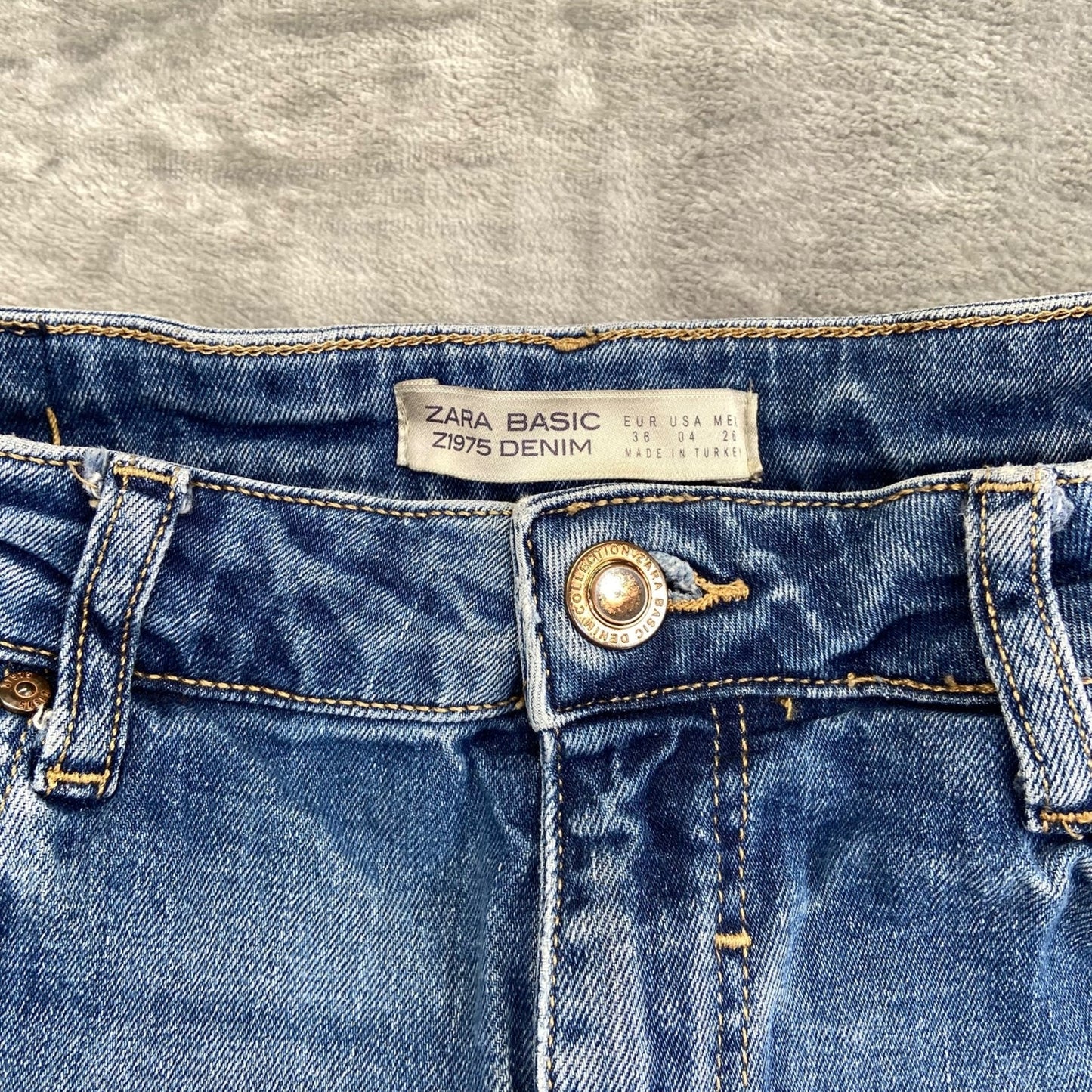 Zara Basic Z1975 Distressed Skinny Jeans Women's Size 36 Blue Denim