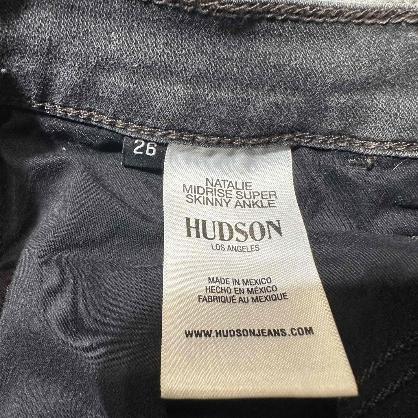 Hudson Natalie Midrise Super Skinny Women's Ankle Jeans Size 26 Black Dark Wash