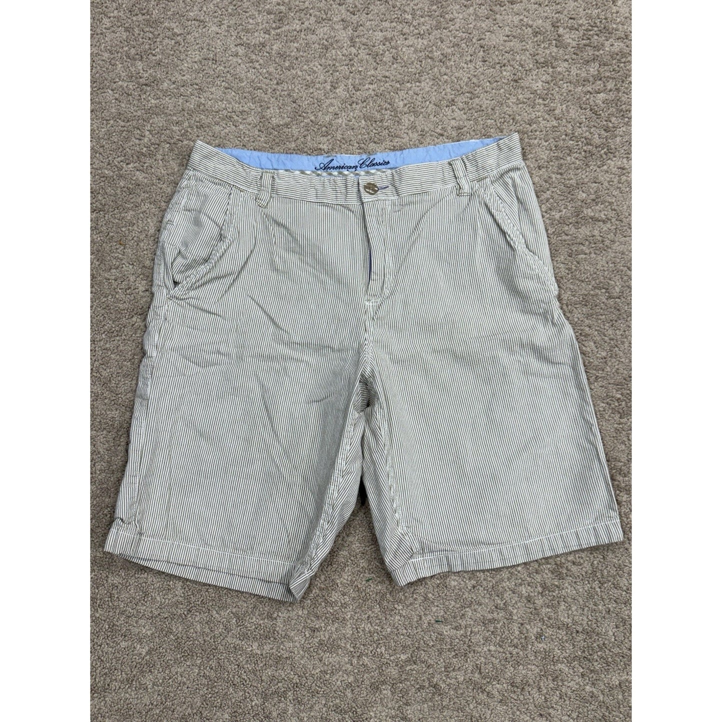 American Classics Russell Simmons Shorts Mens 36 White Striped