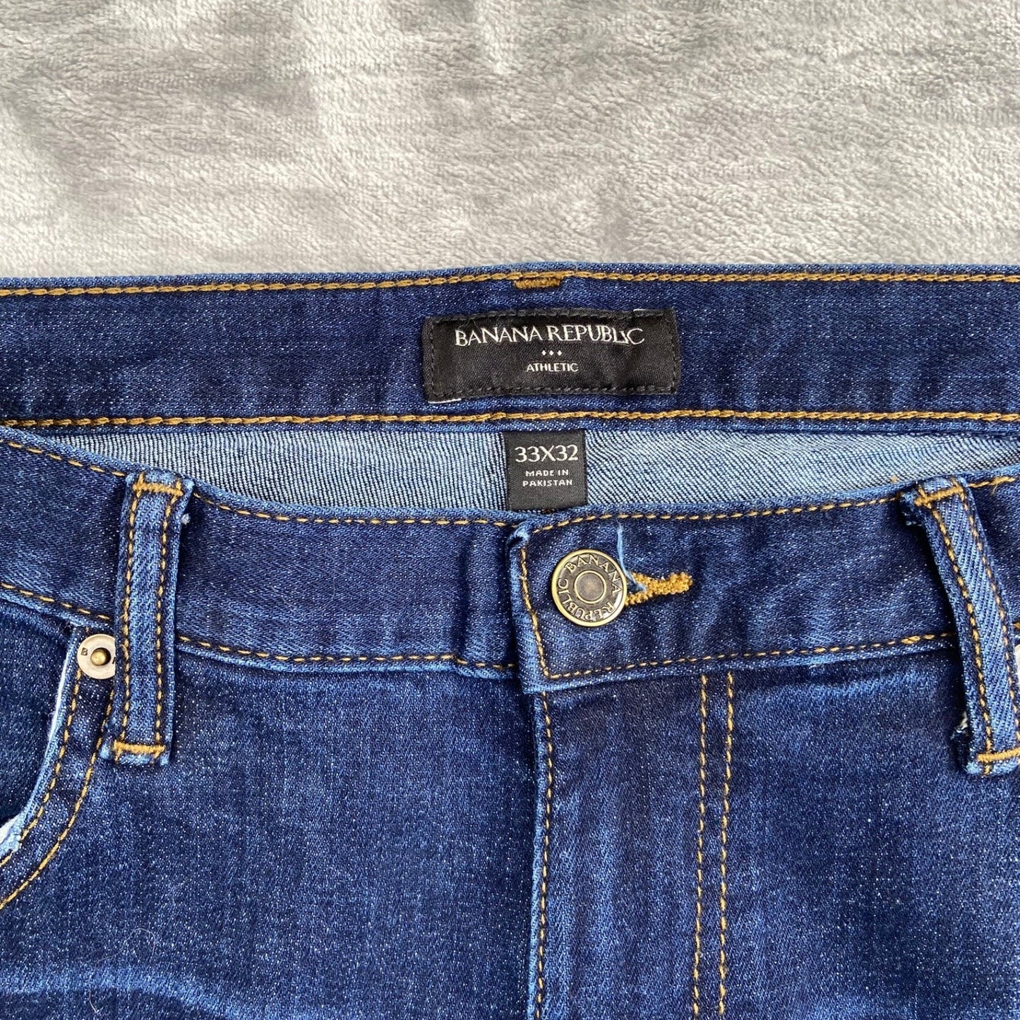 Banana Republic Men's Jeans 33x32 Athletic Fit Dark Blue Denim