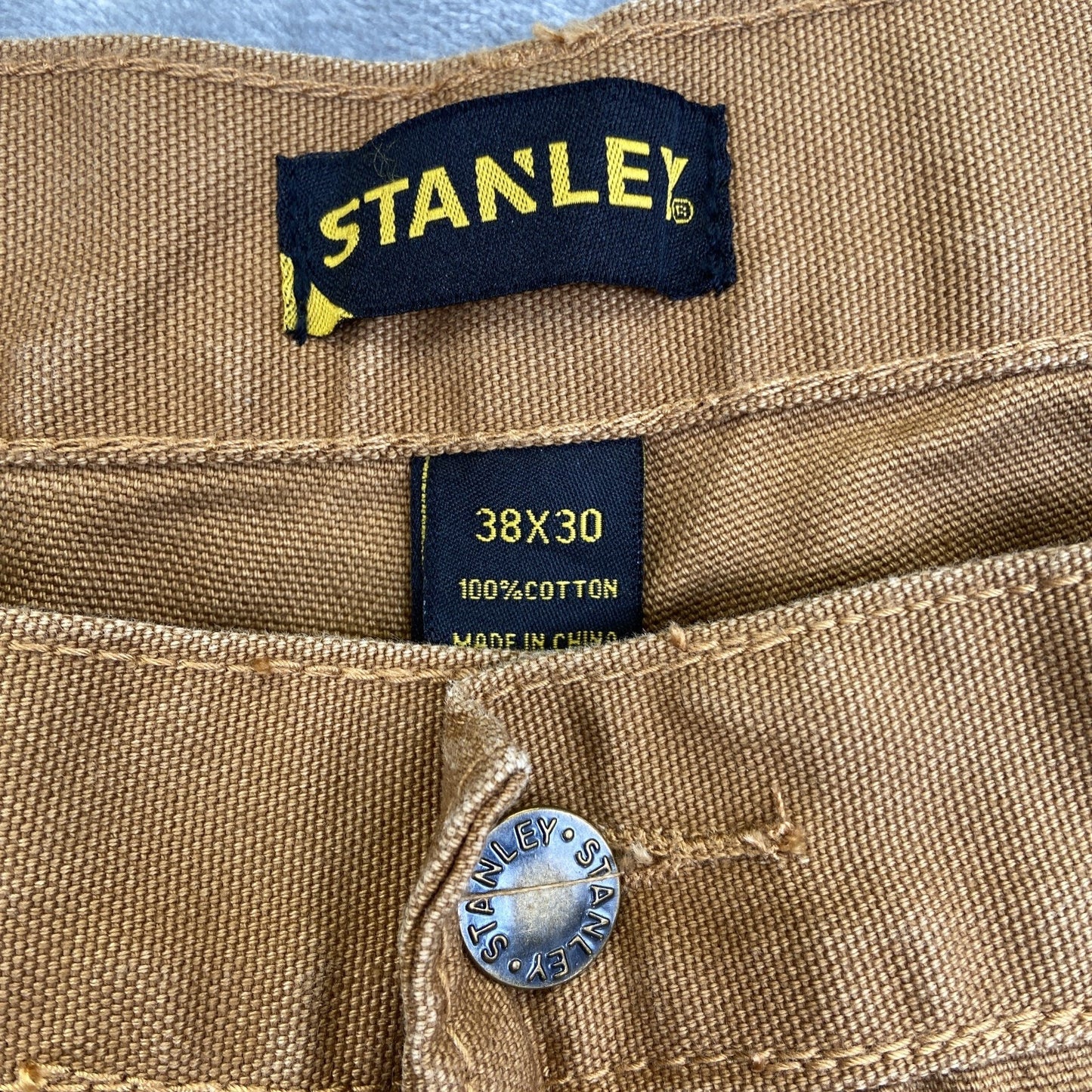 New Stanley Duck Canvas Carpenter Pants Men's Size 38x30 Tan Brown