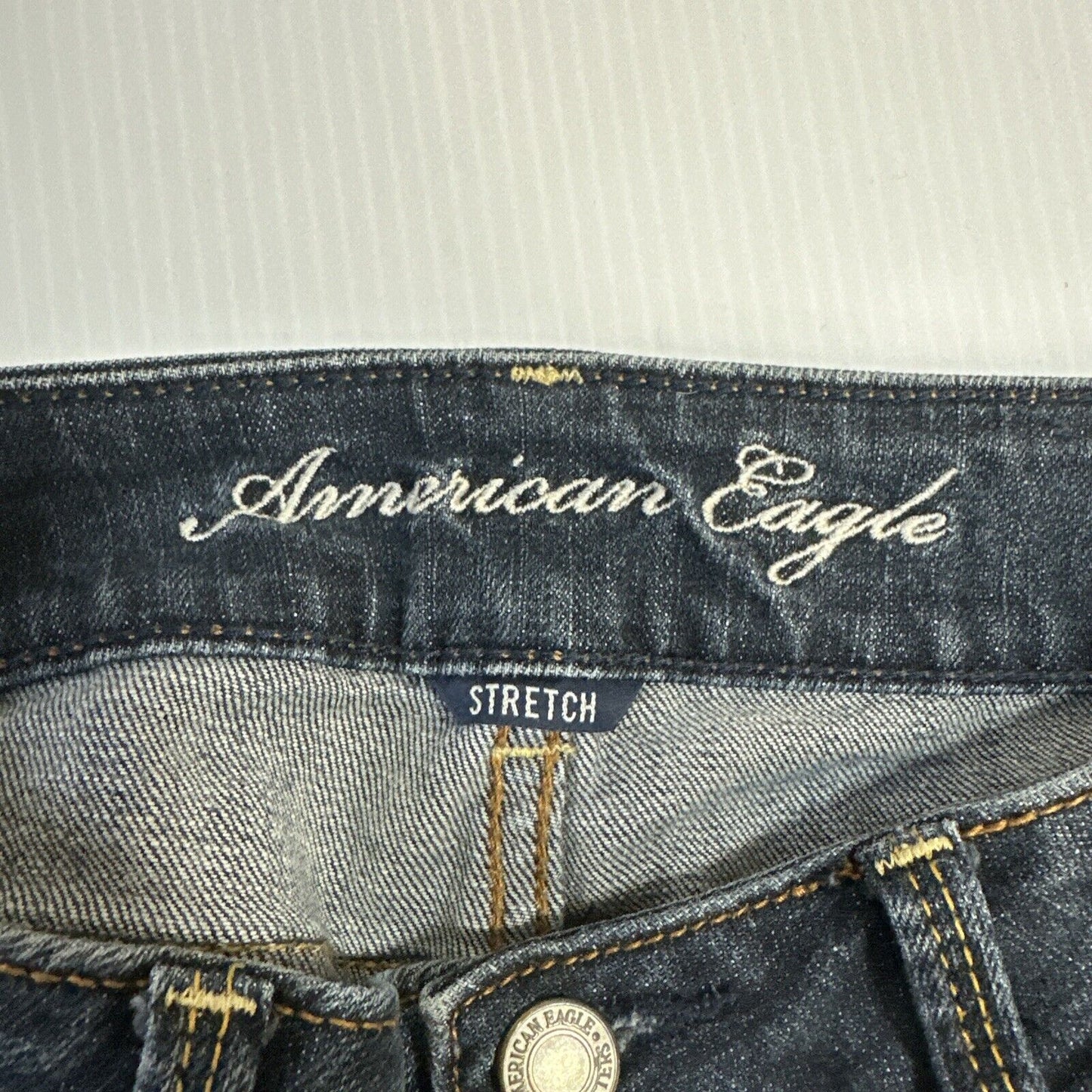 American Eagle Artist Stretch Women's Straight Jeans Size 2 R Blue Dark Wash