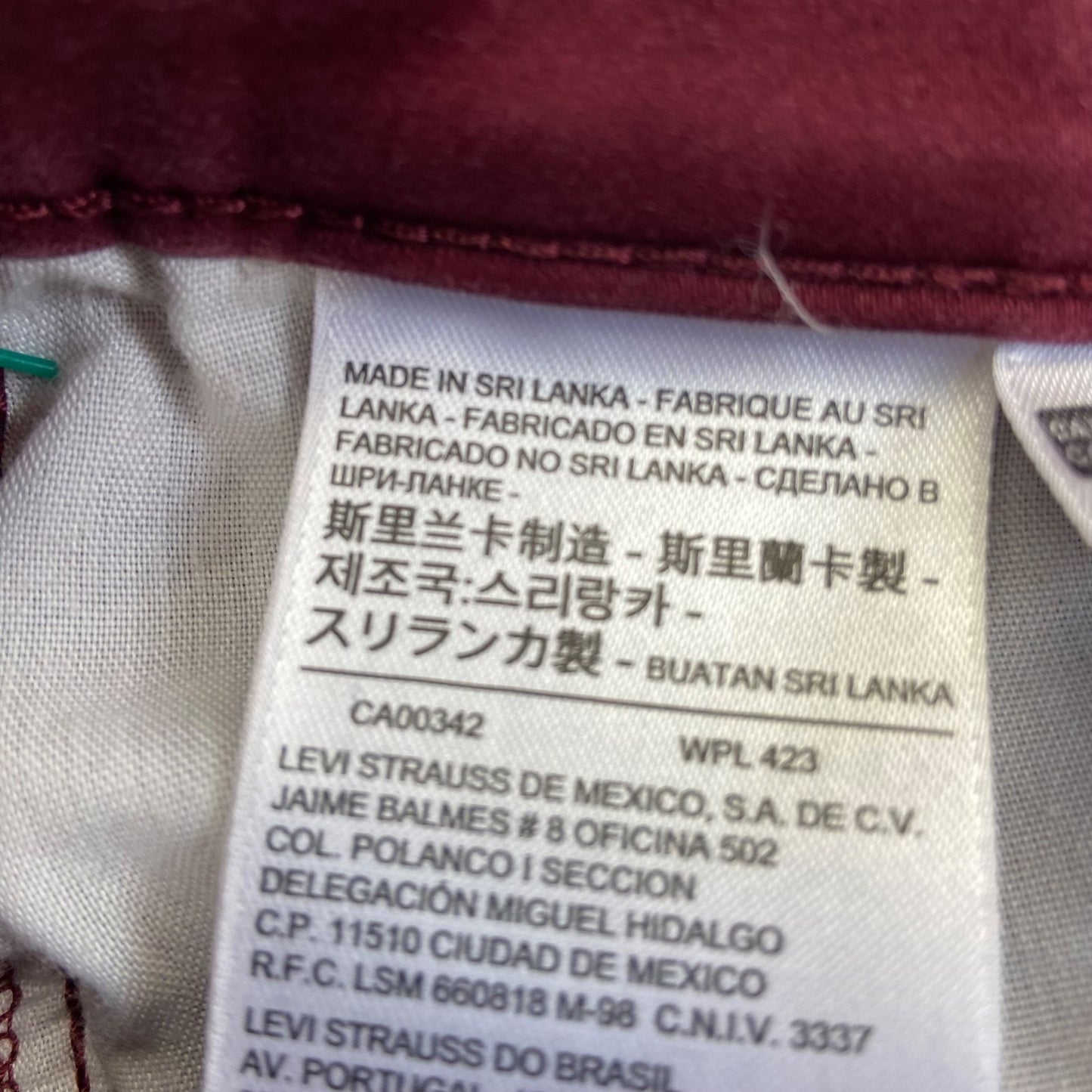 Levi's Women's 720 High Rise Super Skinny Jeans Size 29 Red