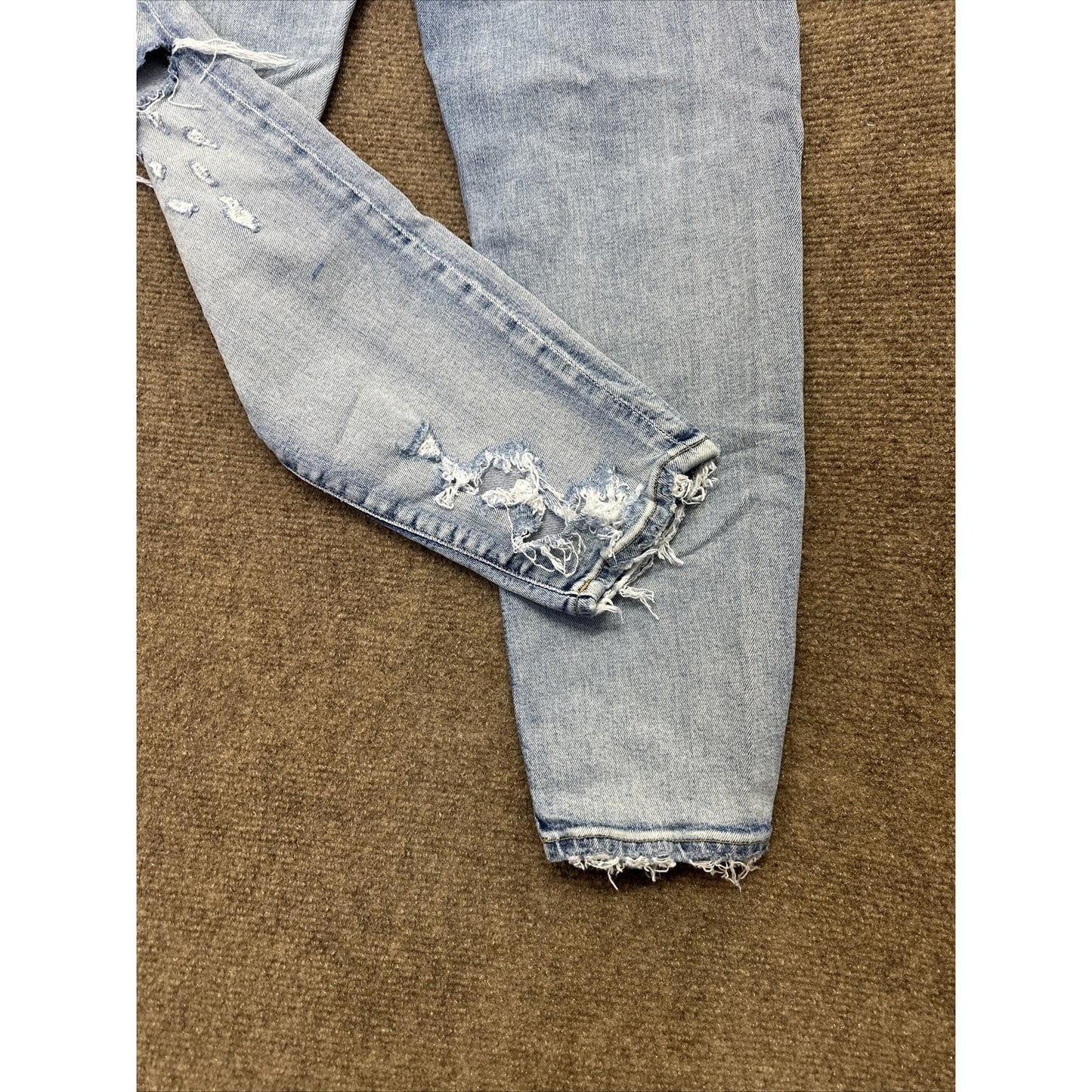 Agolde Distressed Skinny Ankle Jeans Women's Size 27 Light Blue Denim