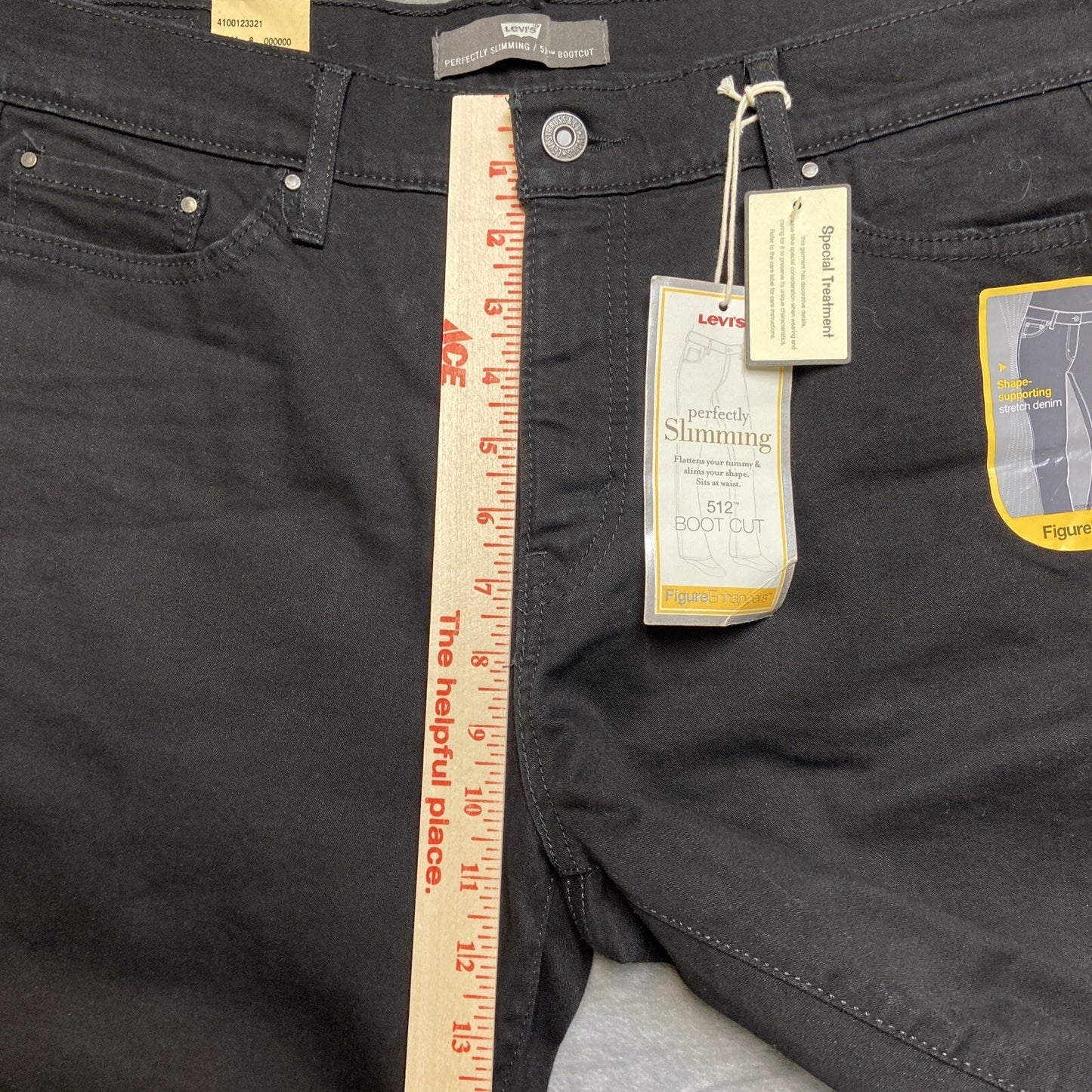 New Levi’s 512 Bootcut Perfectly Slimming Embroidered Jeans Women’s 14 S Black