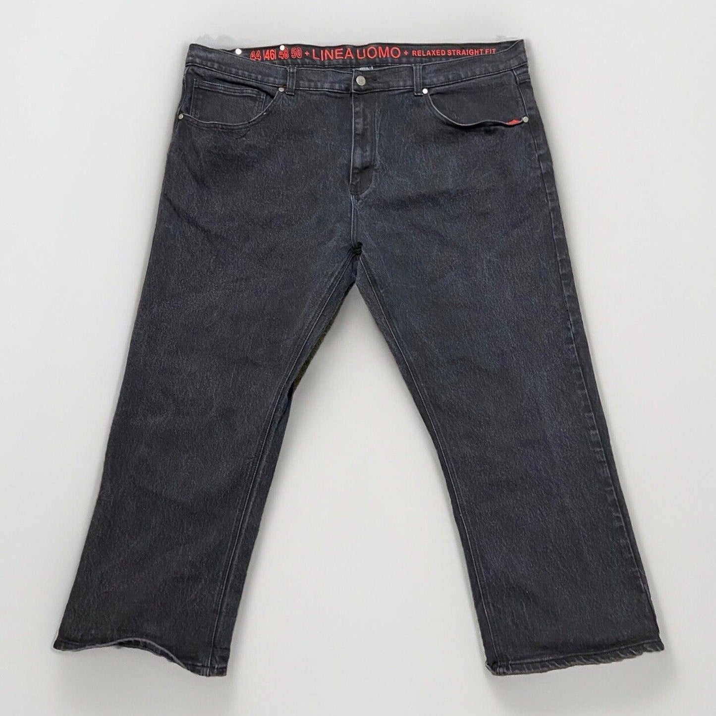 Linea Uomo Relaxed Straight Jeans Men's Size 46x30 Black Denim